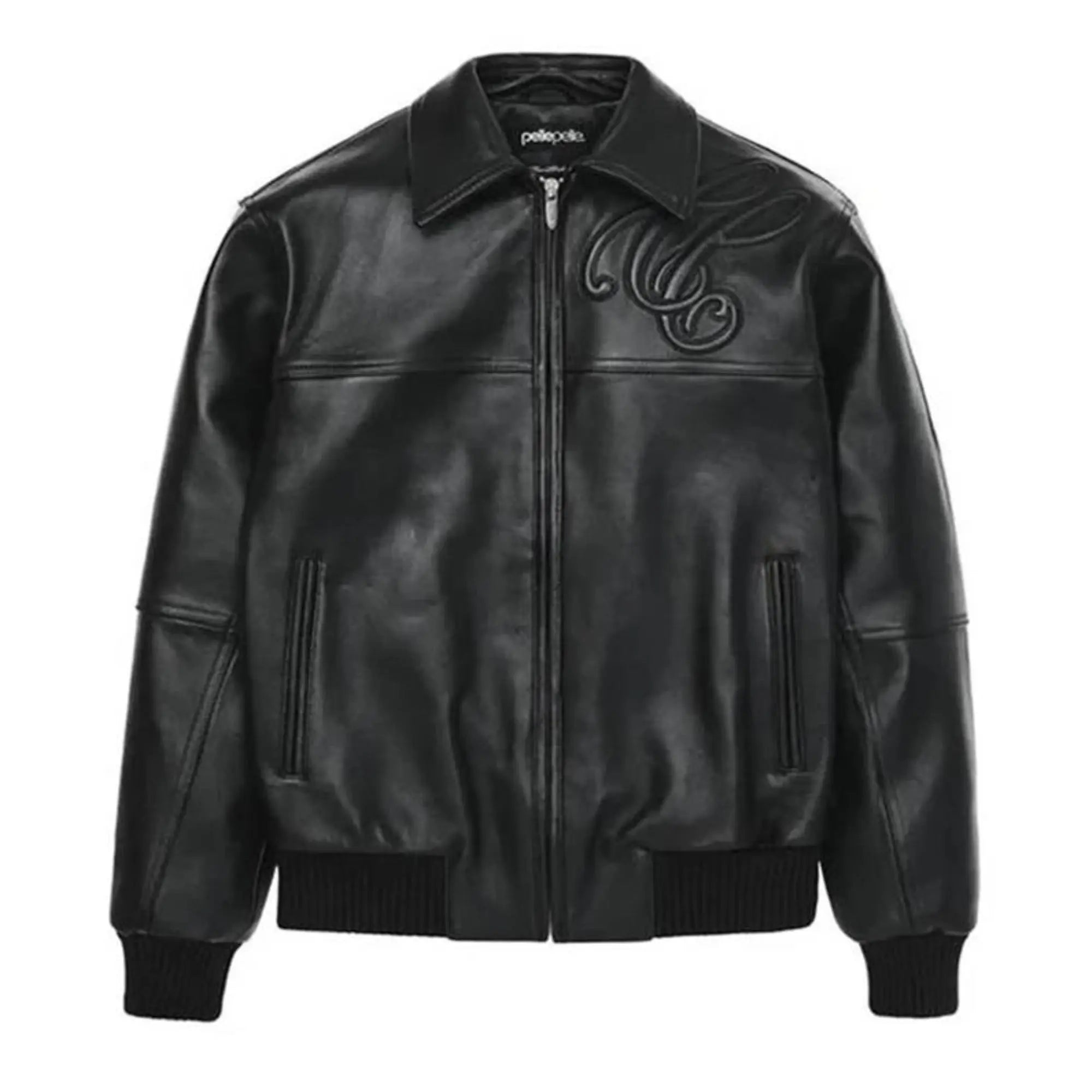 Premium Pelle Pelle Black Cowhide Leather Jacket for Men โ Classic Bomber Style - Leather taboo