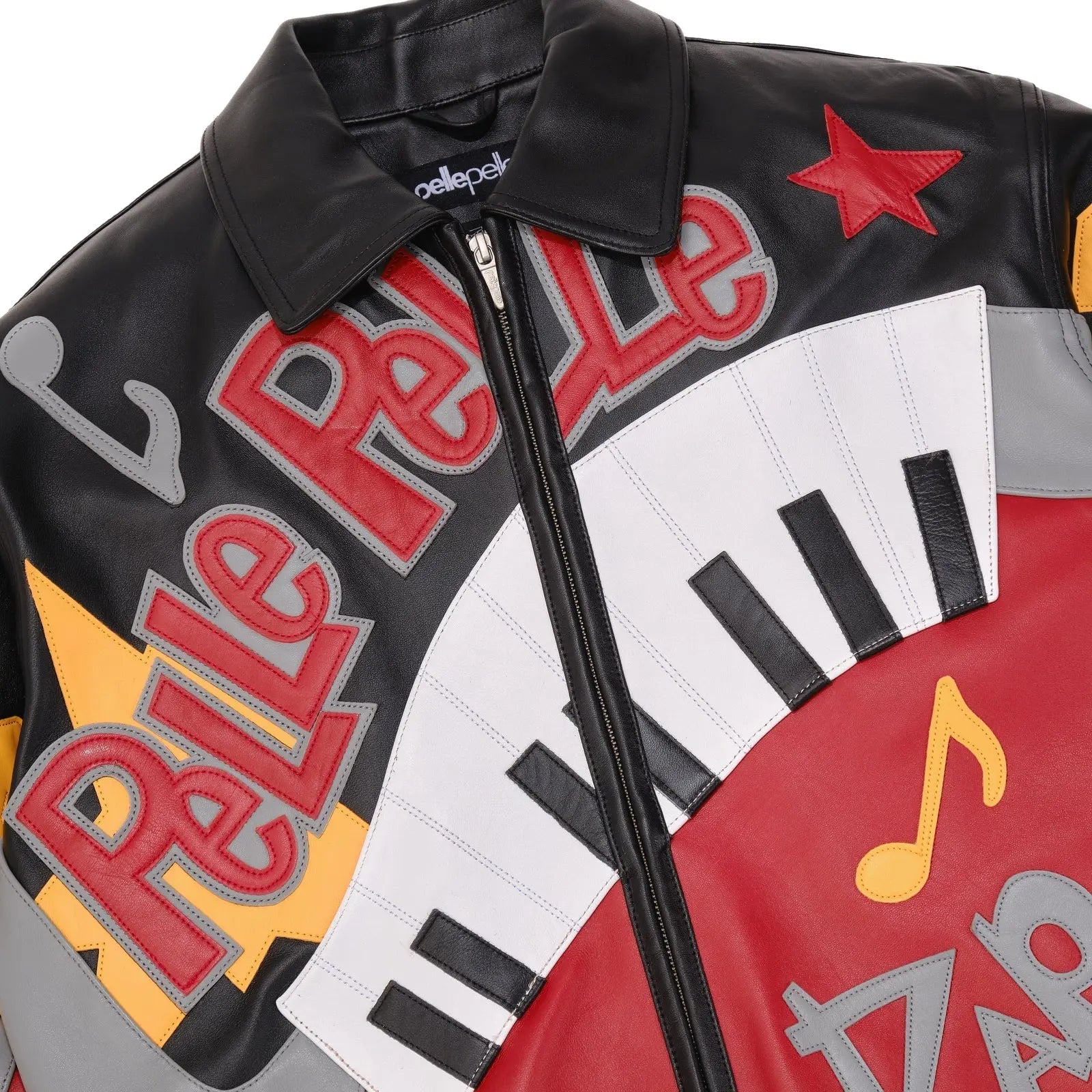 Men’s Pelle Pelle 50 Years of Hip Hop Red Leather Jacket – Premium Cowhide Bomber with Music-Inspired Graphics & Street Style Vibes - Leather taboo