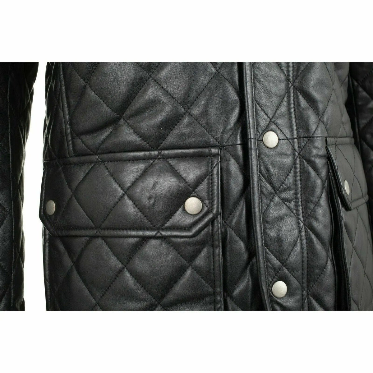 Mens Jacket Mens Black Leather coat Quilted Leather Jacket Trench coat Overcoat