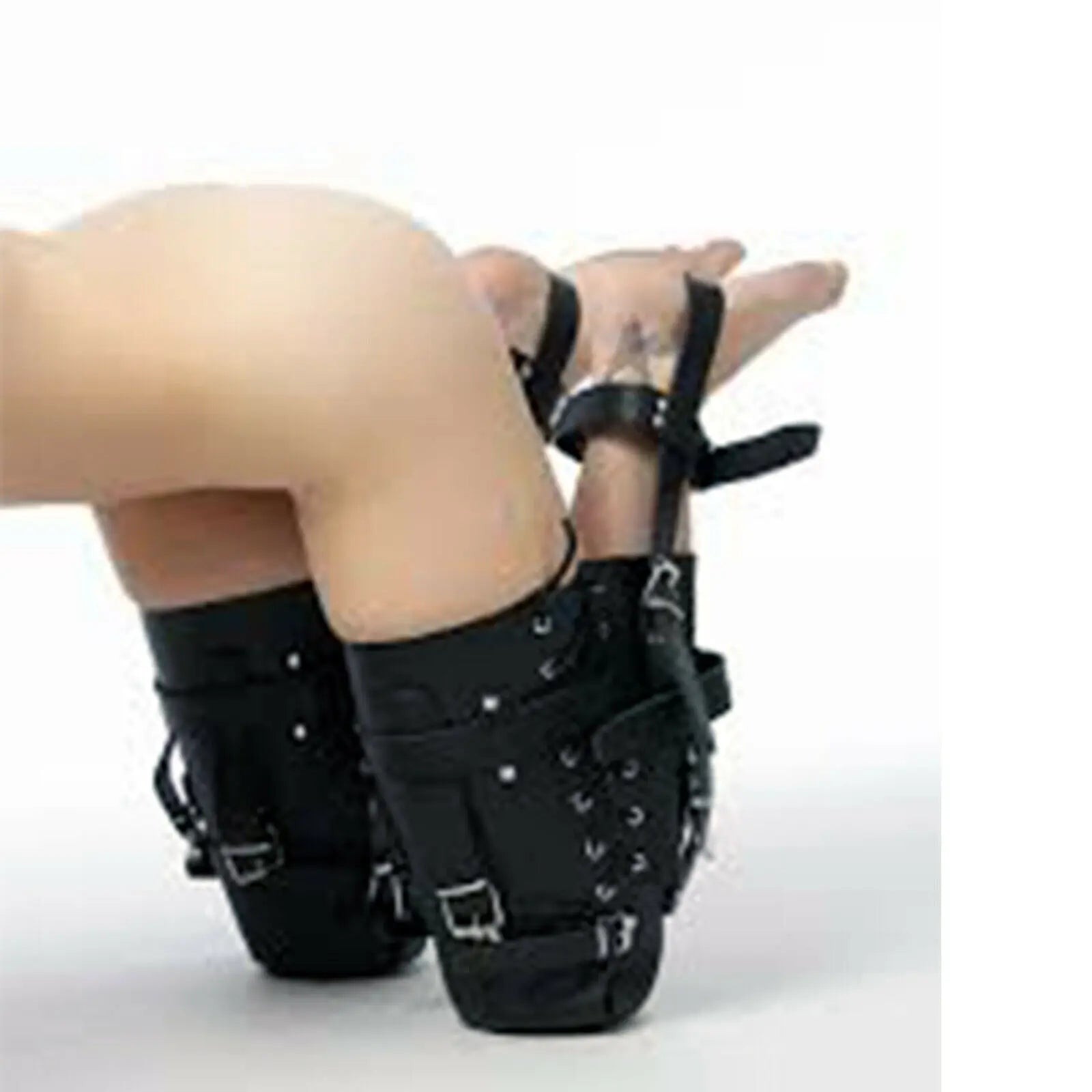 Real Genuine Leather Leg Binder Restraints Tight Cuffs - Pet Play Cosplay Bondage