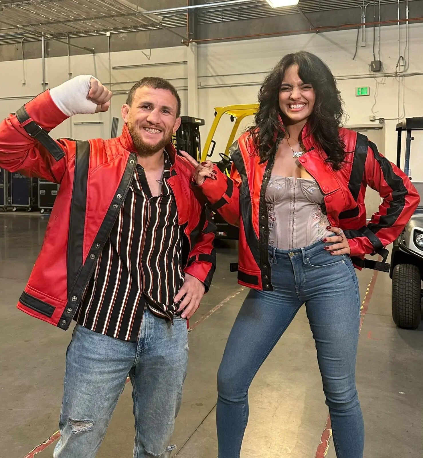 Real Sheepskin Michael Jackson Thriller Red Leather Jacket