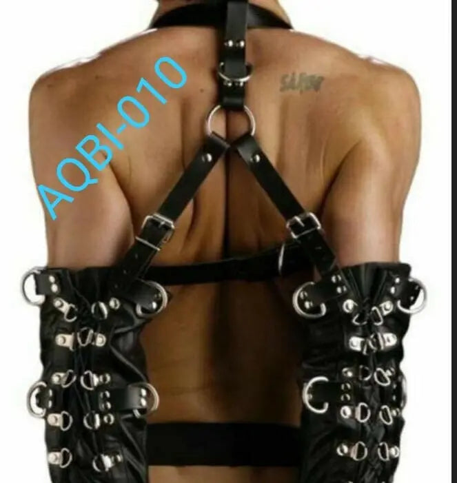Real Genuine Black Leather Hand Binder For Adults Play, Cosplay, Role Play & Halloween