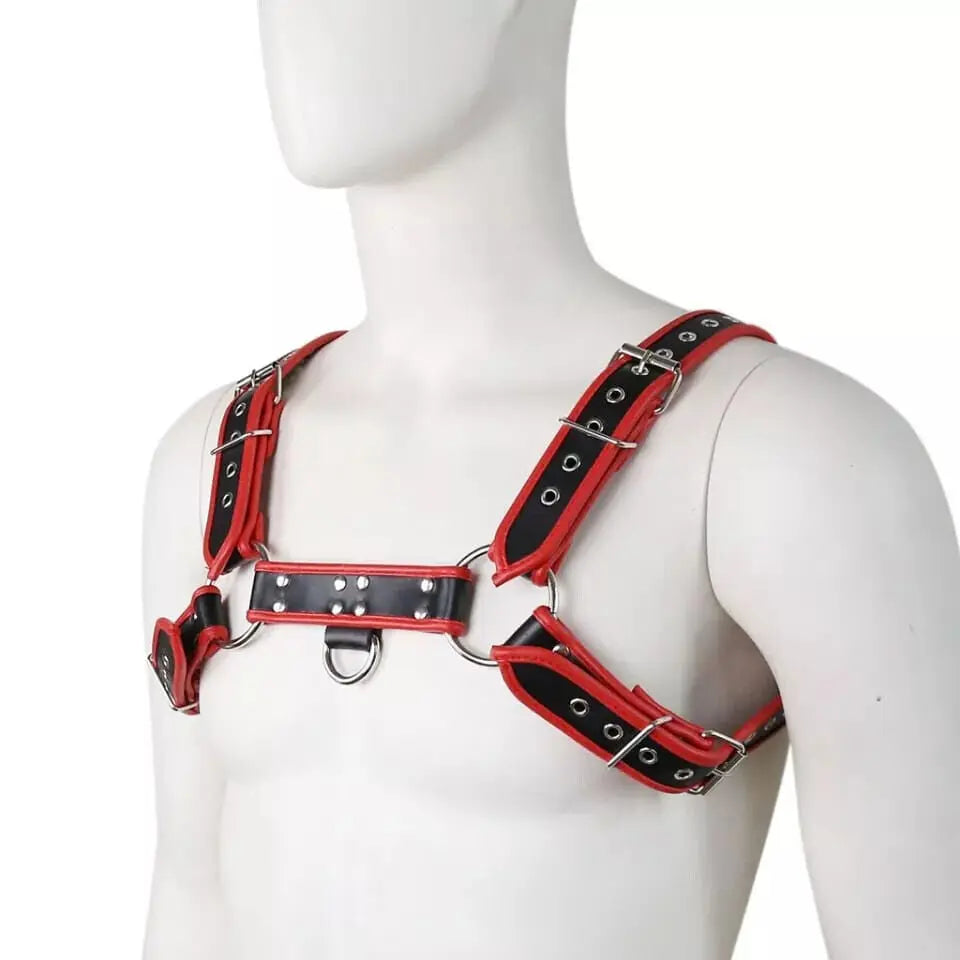 Menโs Black Leather Chest Harness (Cosplay Strap Accessory)