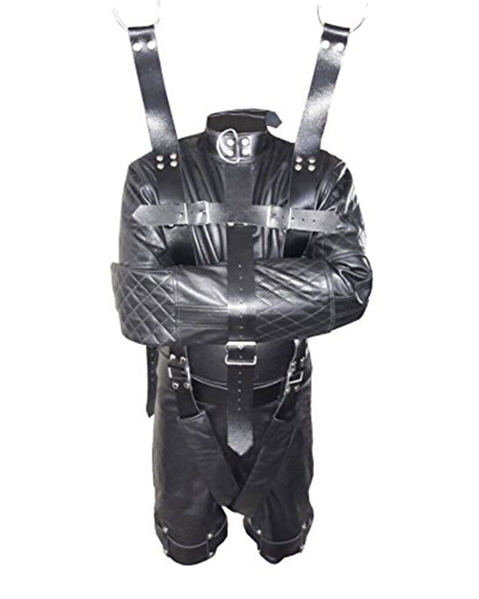 *Leather BDSM Suspension costume BDSM arm binder Extreme Bondage straight jacket