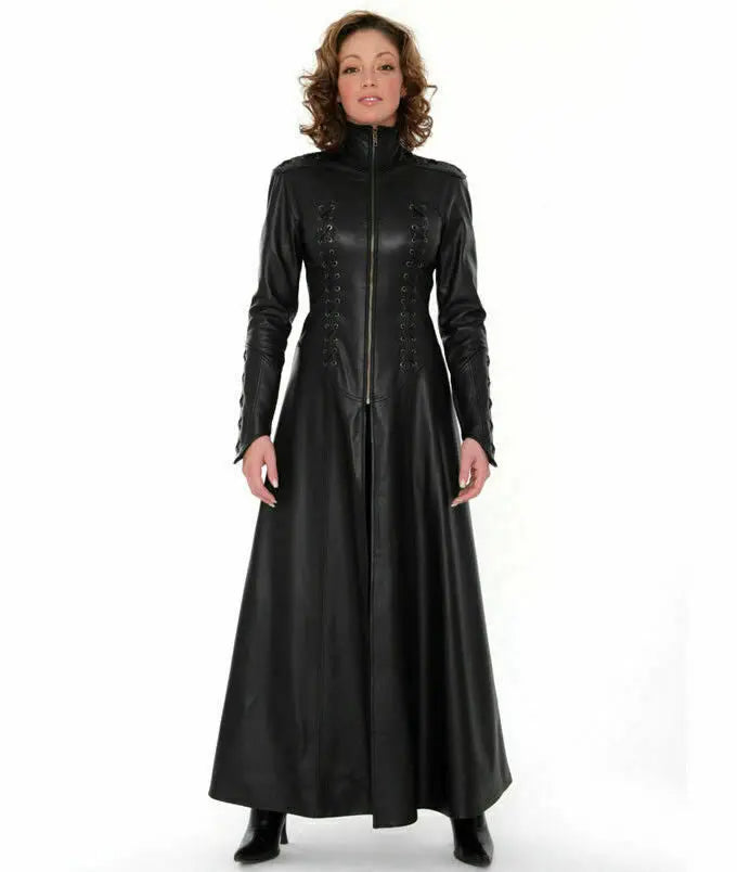 Real Leather Catsuit - Matrix Style Coat Long Zipper Dress