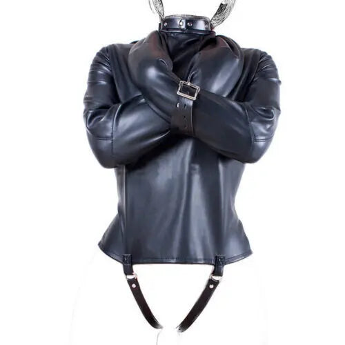 Real Leather Heavy Duty bondage Straitjacket Clubwear Straight Jacket Adjustable
