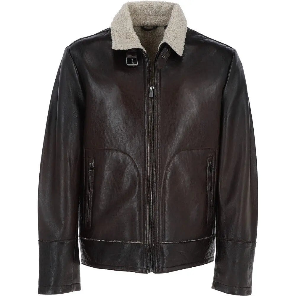 Premium Genuine Leather Regular Fit Jacket (Button & Zip Closure)