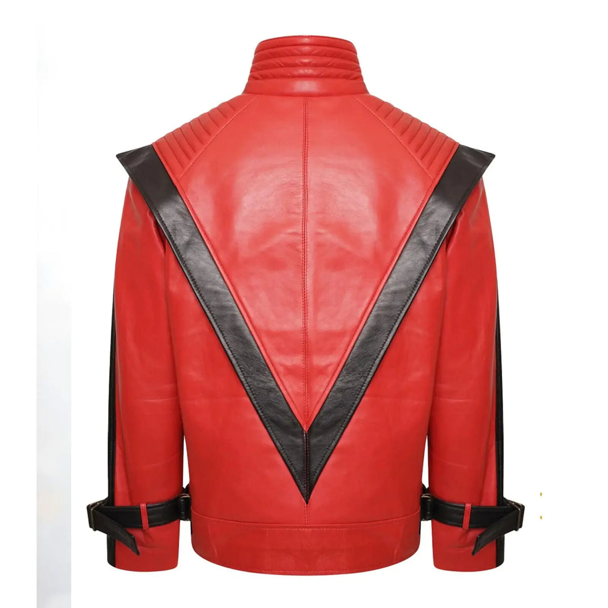 Michael Jackson Red Military Real Leather Jacket – back view