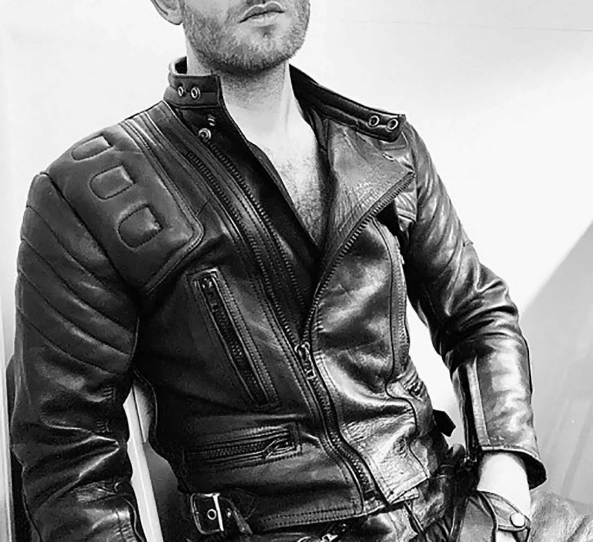 Men’s Quilted Real Leather Biker Jacket Black Cafe Racer Motorcycle Jacket – Premium Quilted Riding Outerwear