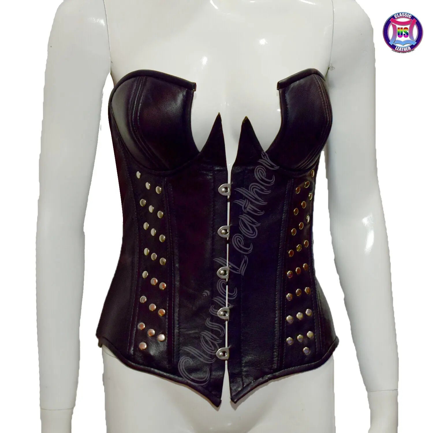 Women's Gothic Leather Corset Bustier Lingerie Steampunk Lace-up Waist Cincher