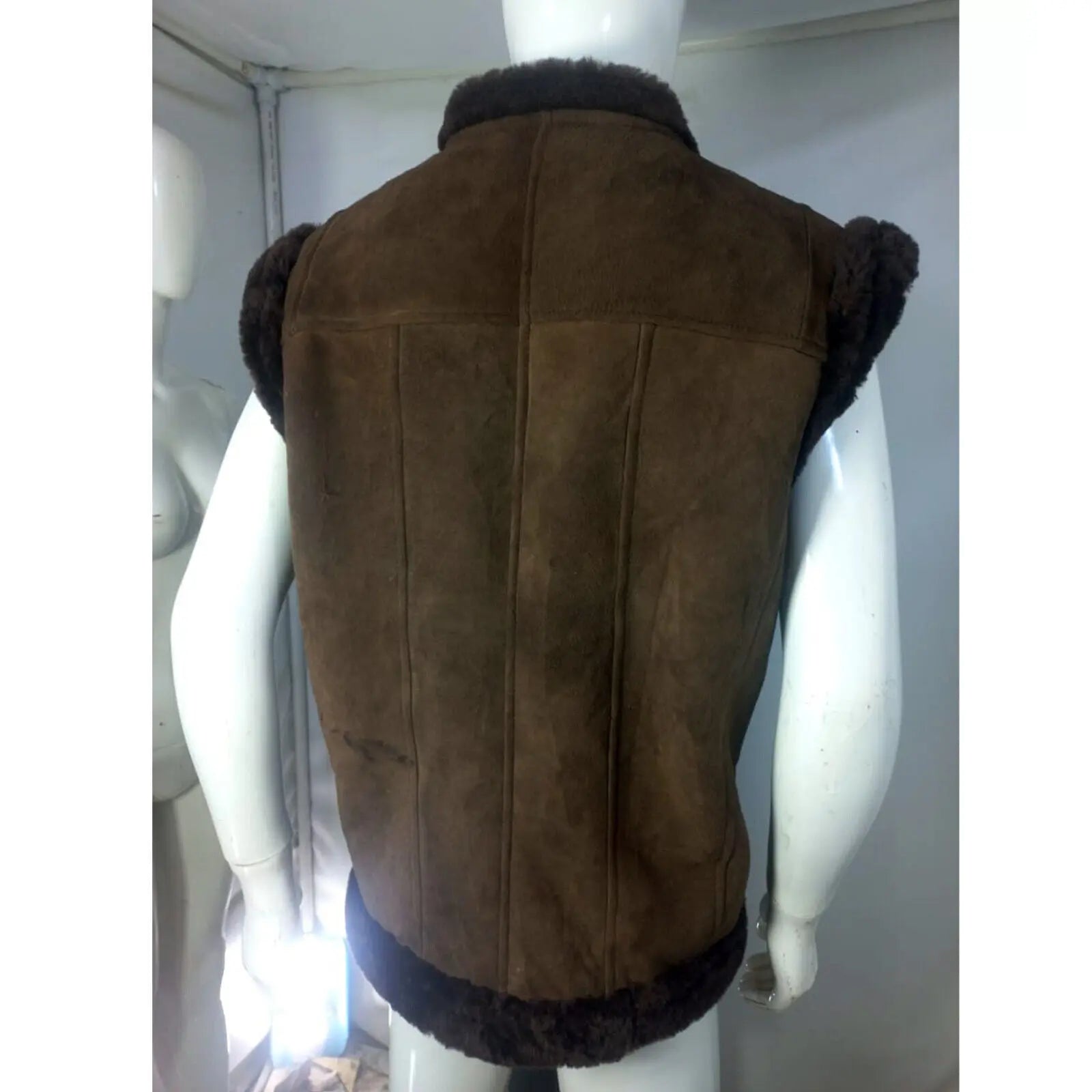 Men's Real Sheepskin Heavy Duty Handmade Shearling Waistcoat - Men's Vest Jacket
