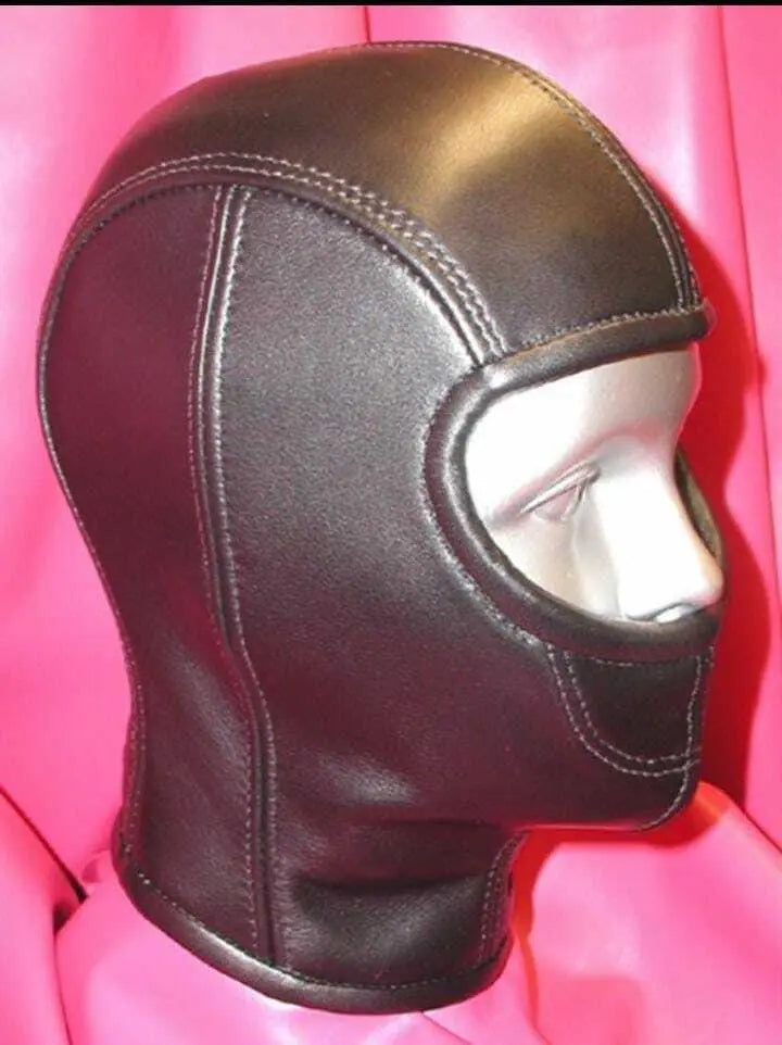 Leather Black BDSM Hood Suffocating Mask - Fetish Extreme Bondage Mask