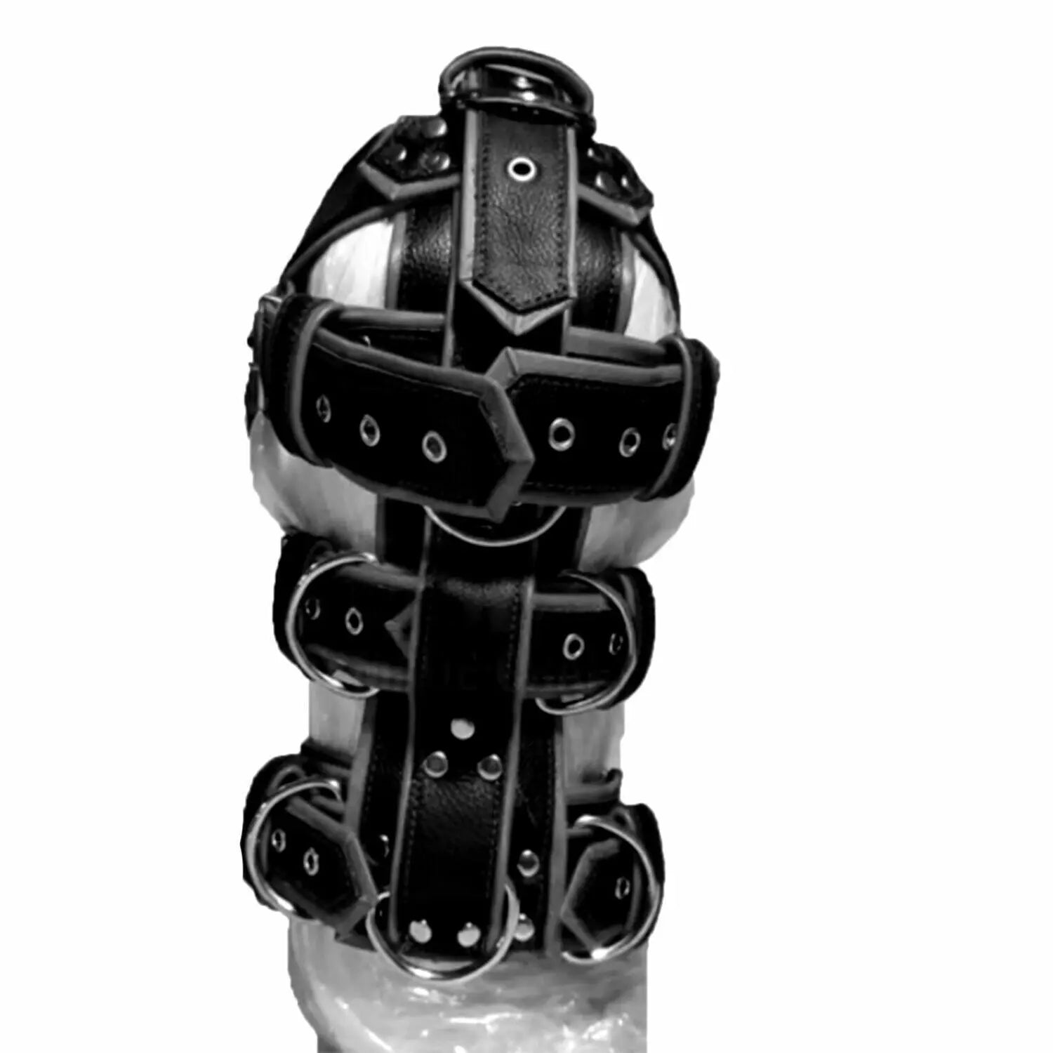 Leather Bdsm Mask Bondage Head Hood Harness Mouth Gag Blindfold Slave headgear