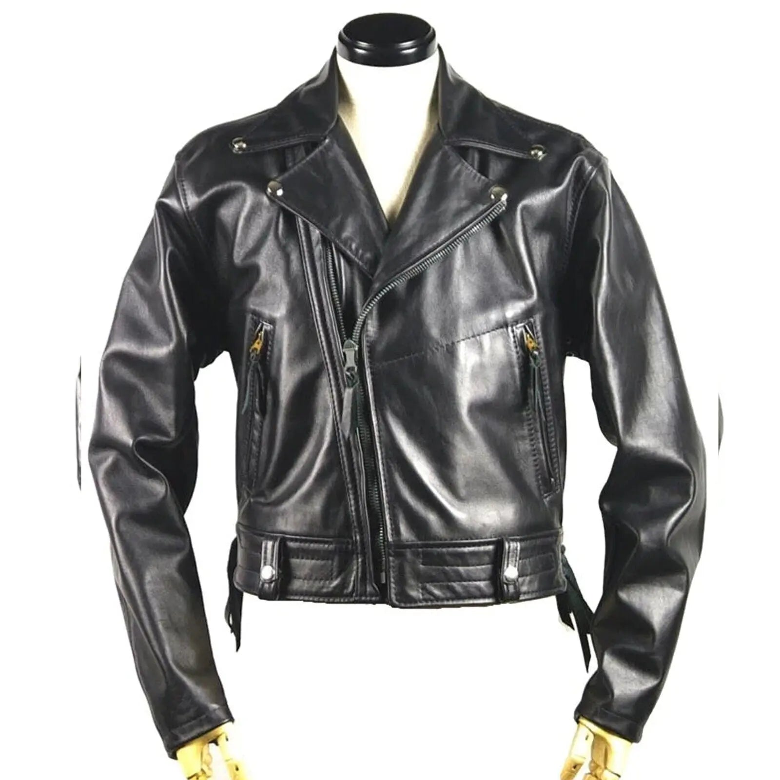 Men’s Black Leather Jacket (Classic Biker Style)
