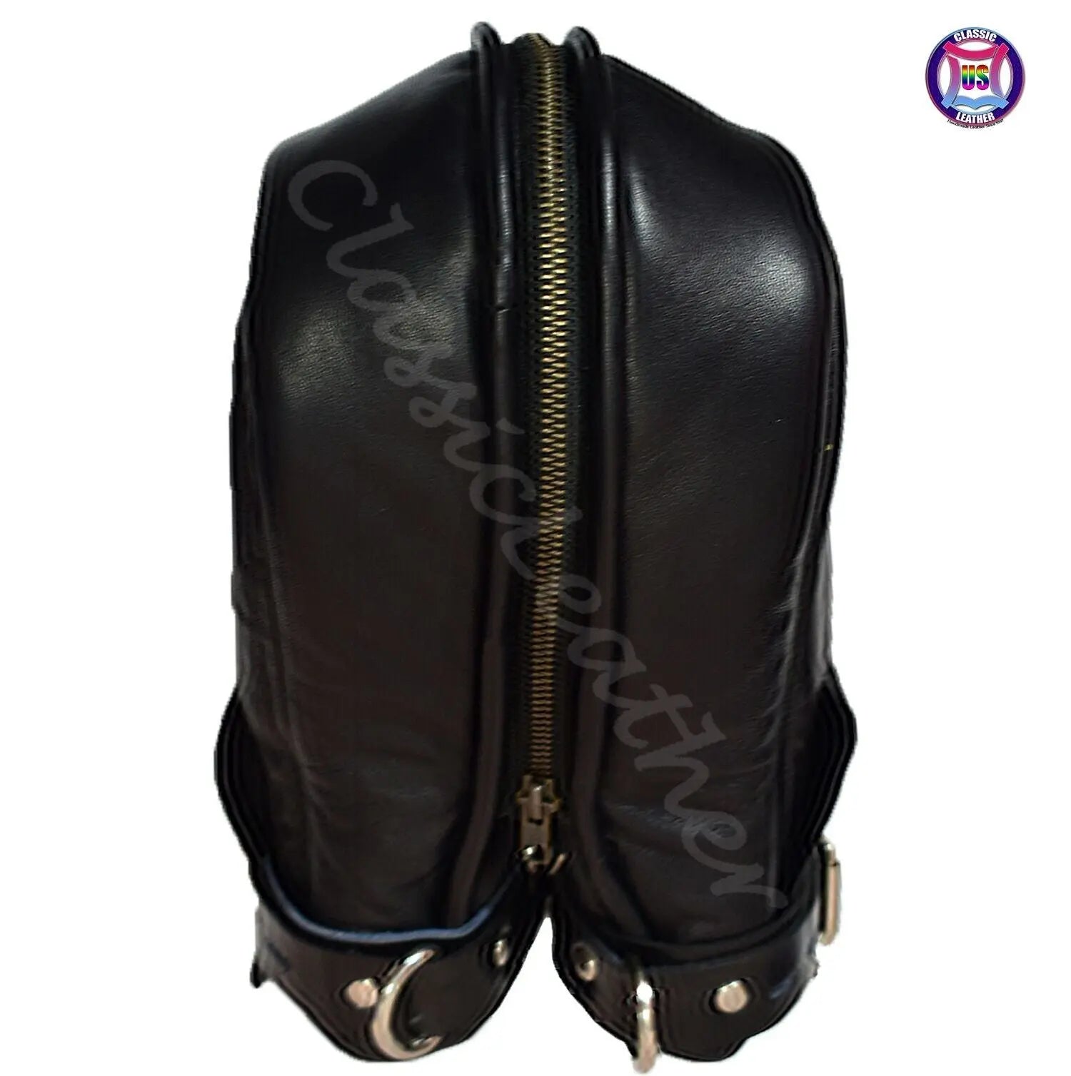Black Genuine Leather BDSM Zipper Gauntlet Mittens Bondage Arms Lock Restriction Gloves โ Premium Statement Wear