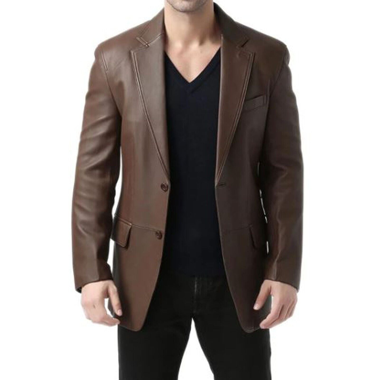 Real Leather Single Breasted Coat For Men Winters Lambskin Leather Jacket Coat