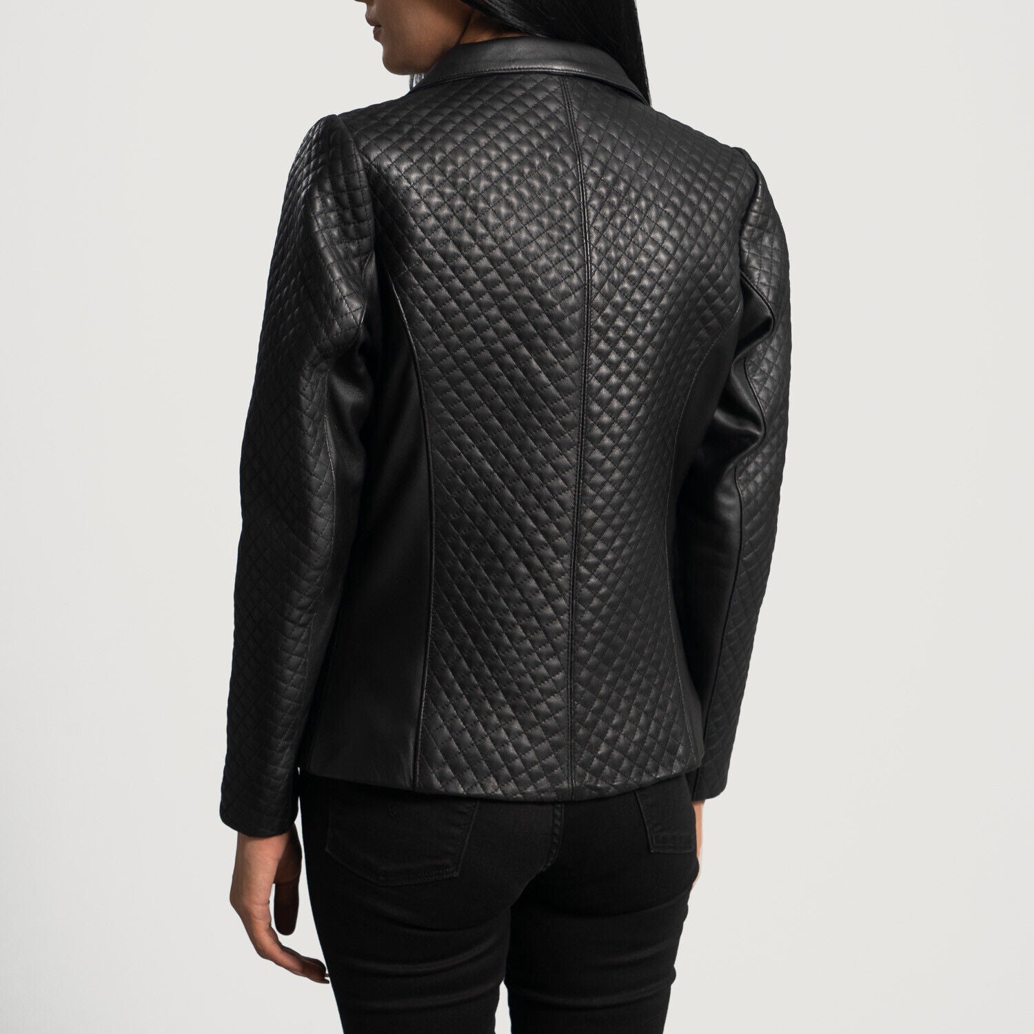 Cora Quilted Black Leather Blazer Sheep Leather