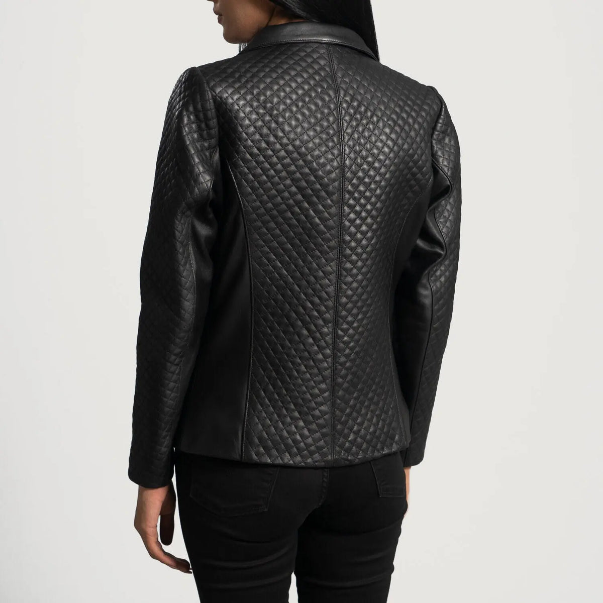 Cora Quilted Black Leather Blazer Sheep Leather