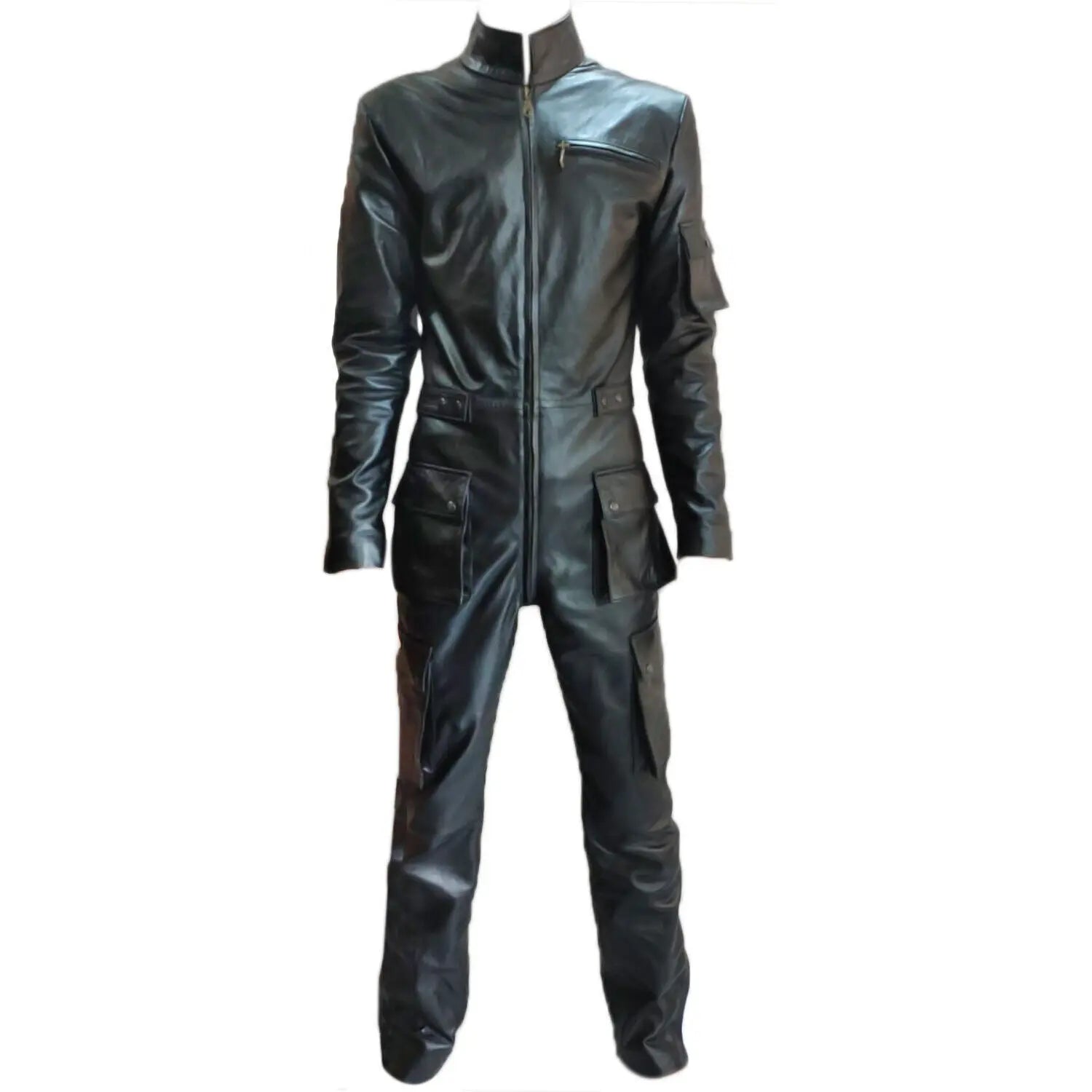Men’s Real Leather Full Body Catsuit Black Bodysuit Overall Jumpsuit – Premium Handmade Fashion Wear