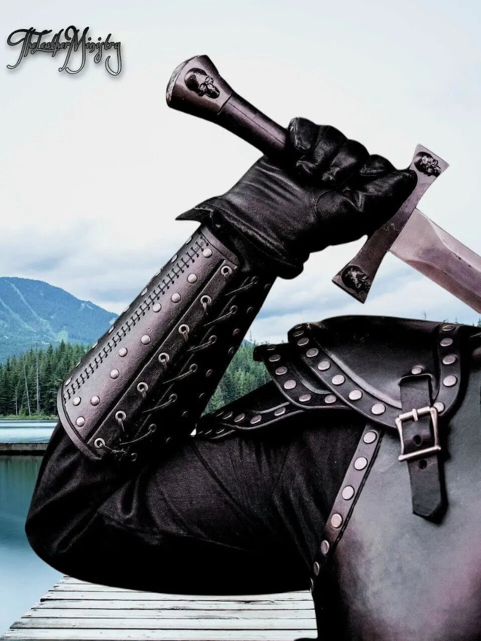 Real Leather Medieval Armor - Festival Costume - Halloween Viking Costume – back view