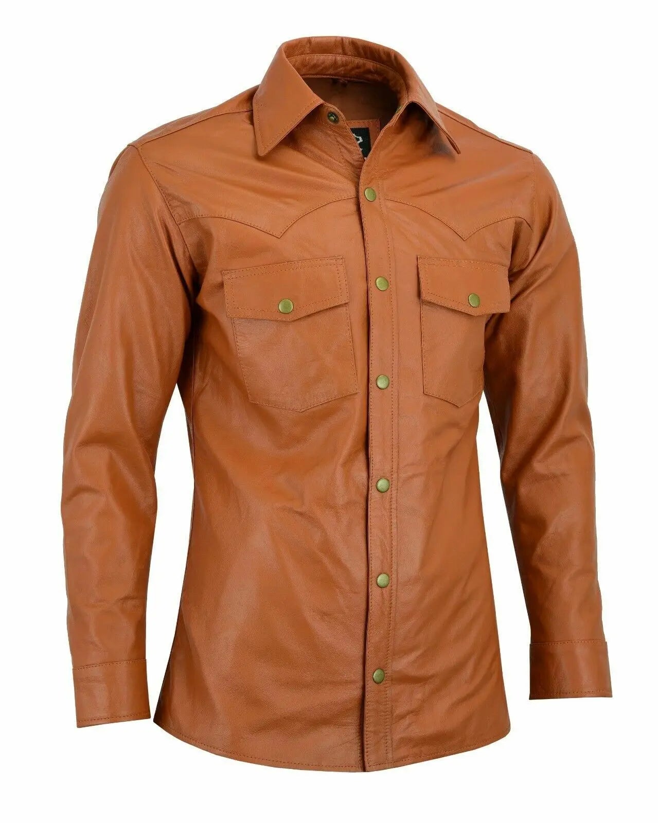 Men’s Leather Police Uniform Style Shirt (Slim Fit Vintage Look)