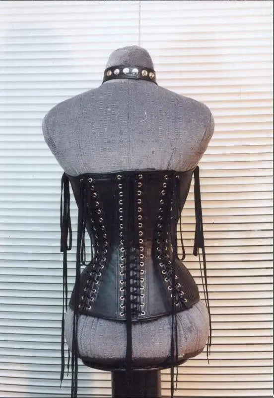 Women's Leather Bustier Steel Boned Cincher Corset Waist