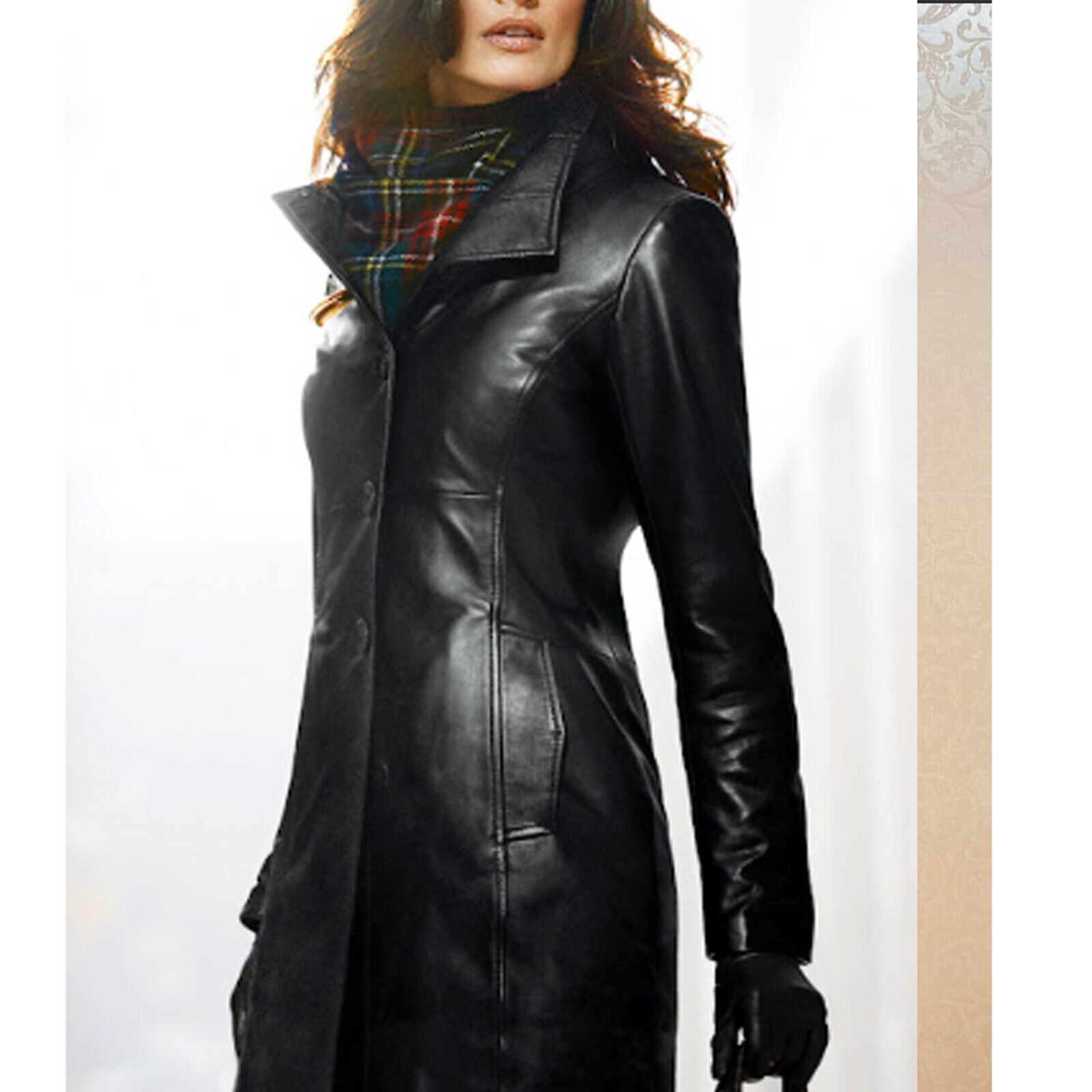 beautiful leather coat woman lady fashion jacket sheep leather
