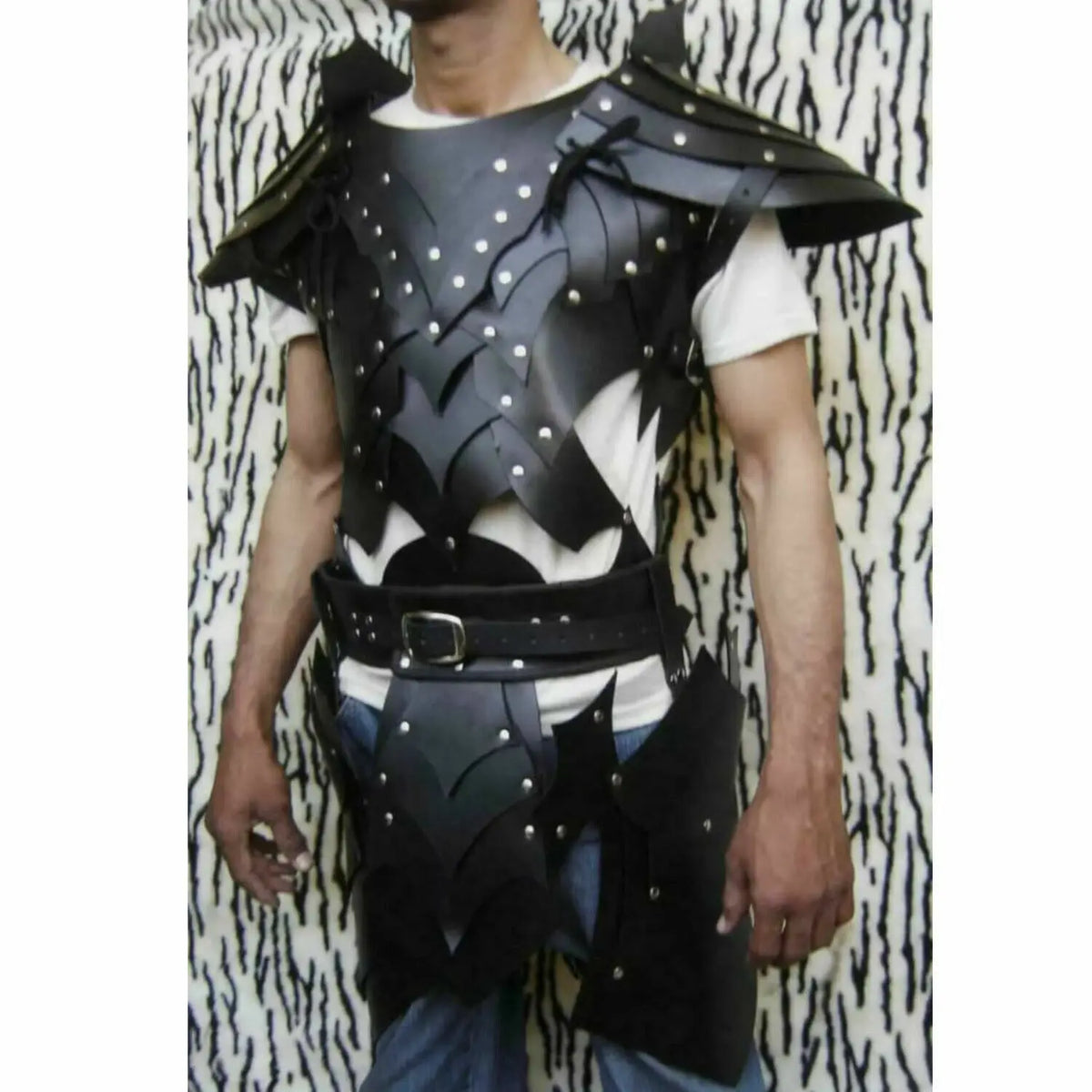 Medieval Black Leather Armor Viking Costume LARP Reenactment Cosplay Armor Set – Handmade Warrior Gear