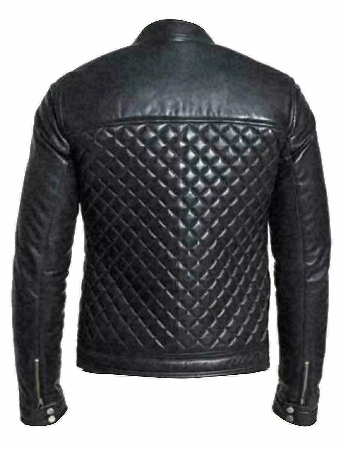 Men's Genuine Black Leather Cafe Racer Bomber Motorcycle Jacket - Biker Style Jacket