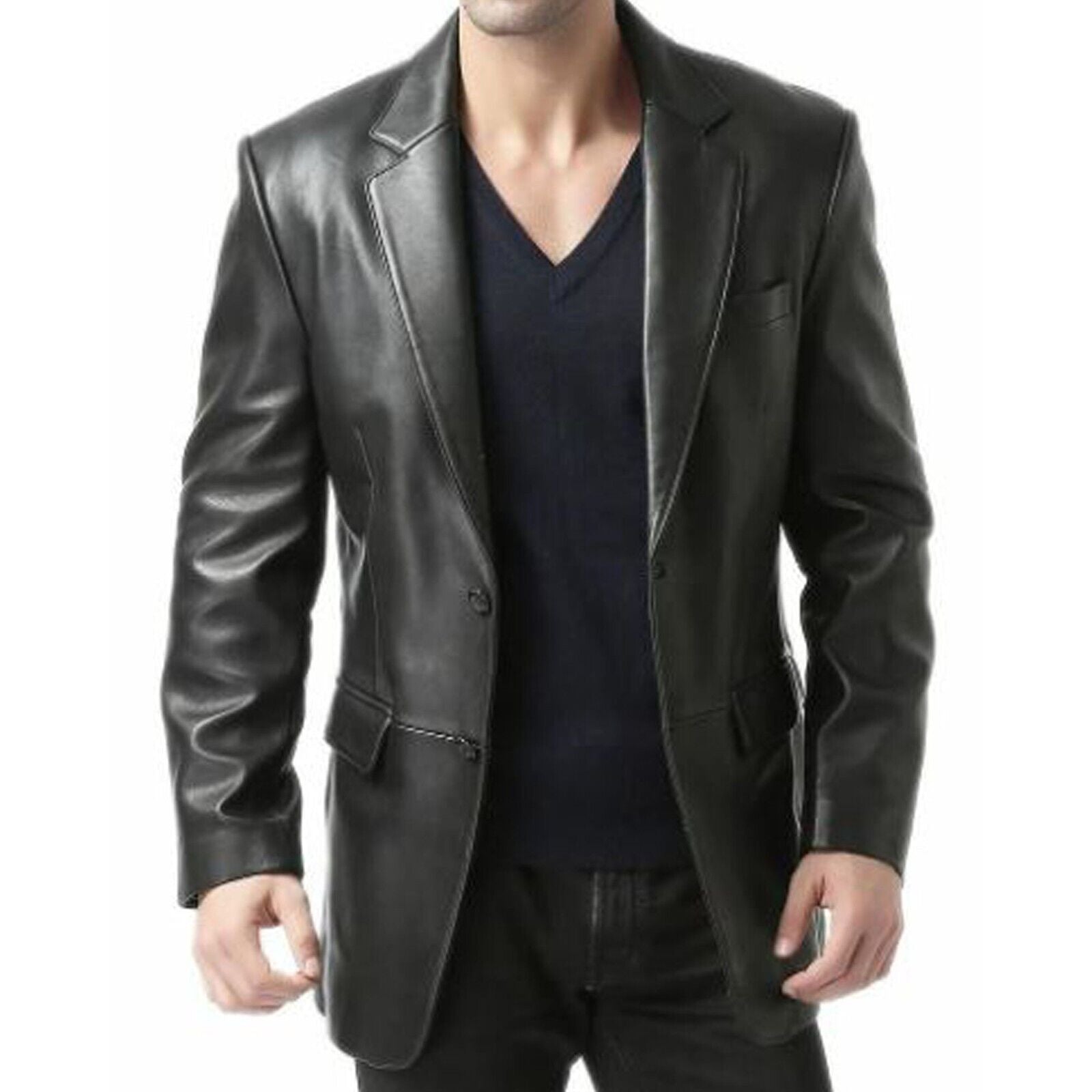 Real Leather Single Breasted Coat For Men Winters Lambskin Leather Jacket Coat