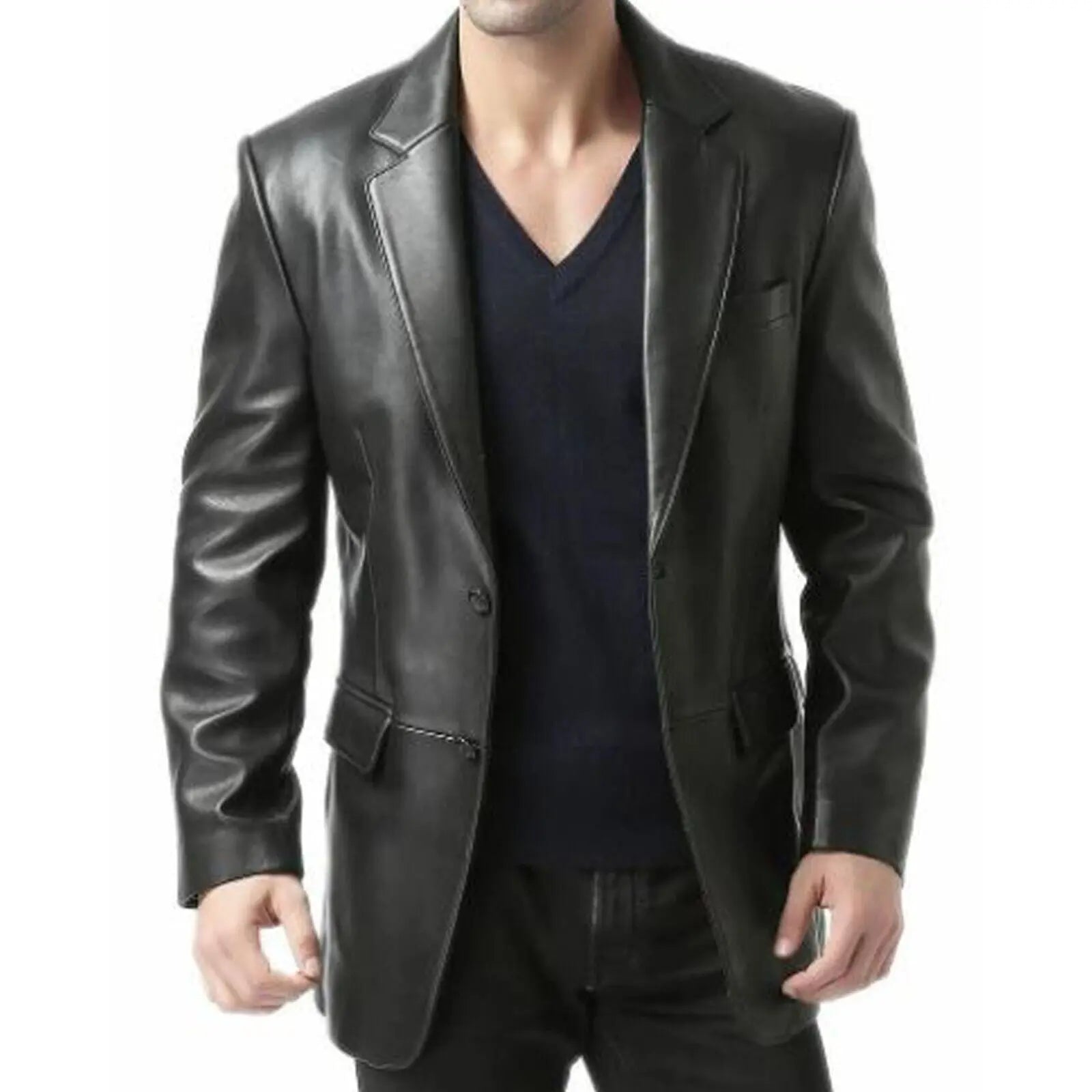 Men's Real Lambskin Leather Single Breasted Coat - Winters Leather Jacket