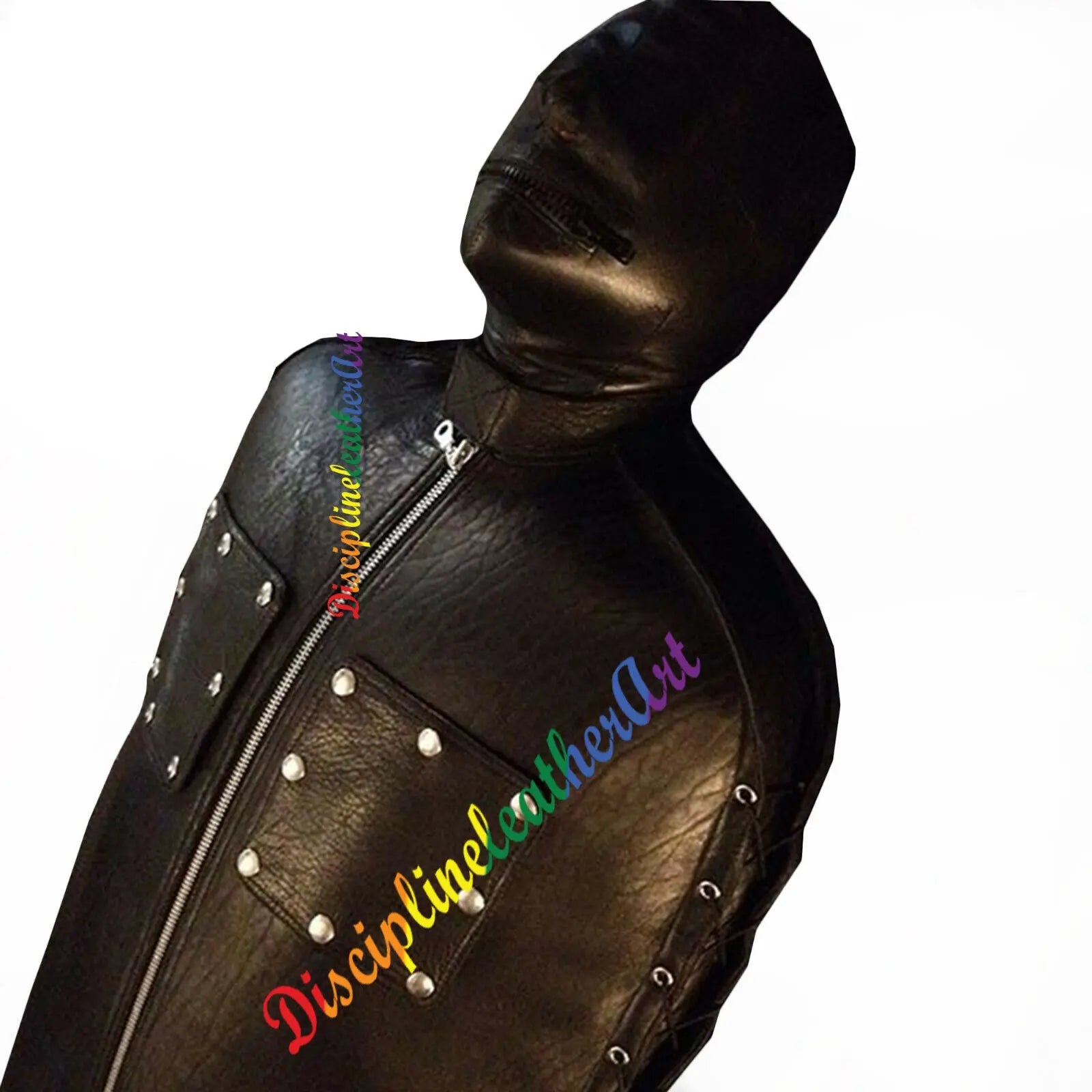 Genuine Leather BDSM Sleep Sack Bondage Body Bag with Hood and Arms Binder – Premium Fetish Wear