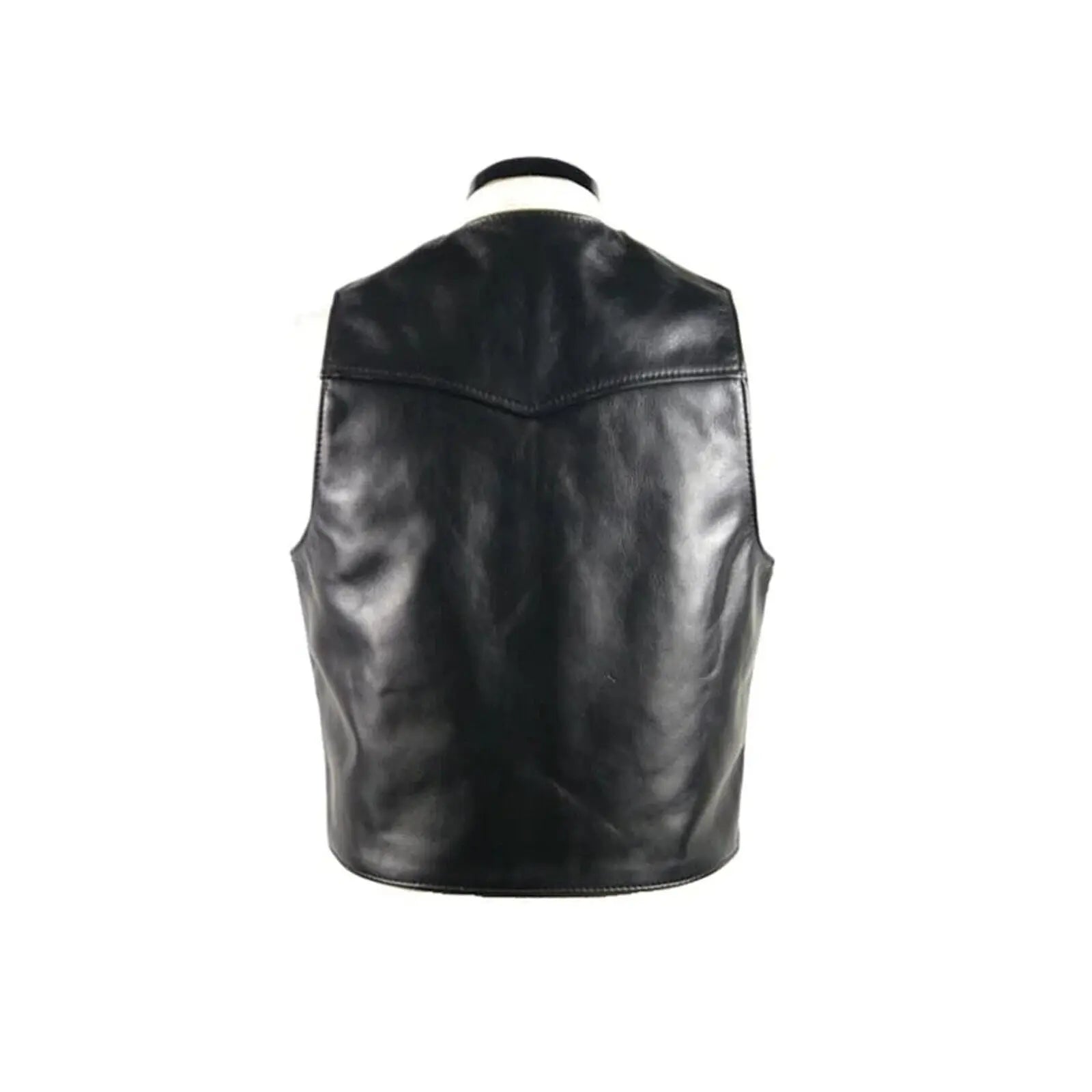 Front Zip Leather Vest – back view