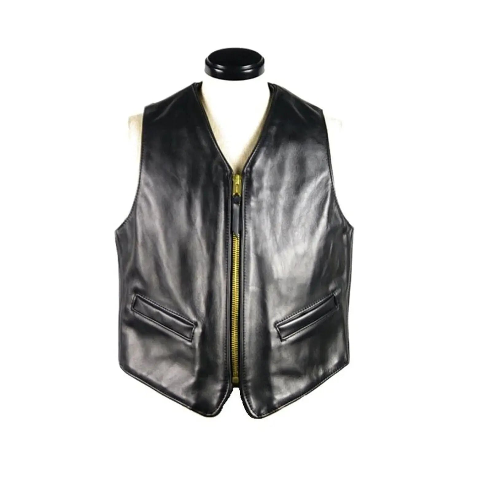 Front Zip Leather Vest – front view