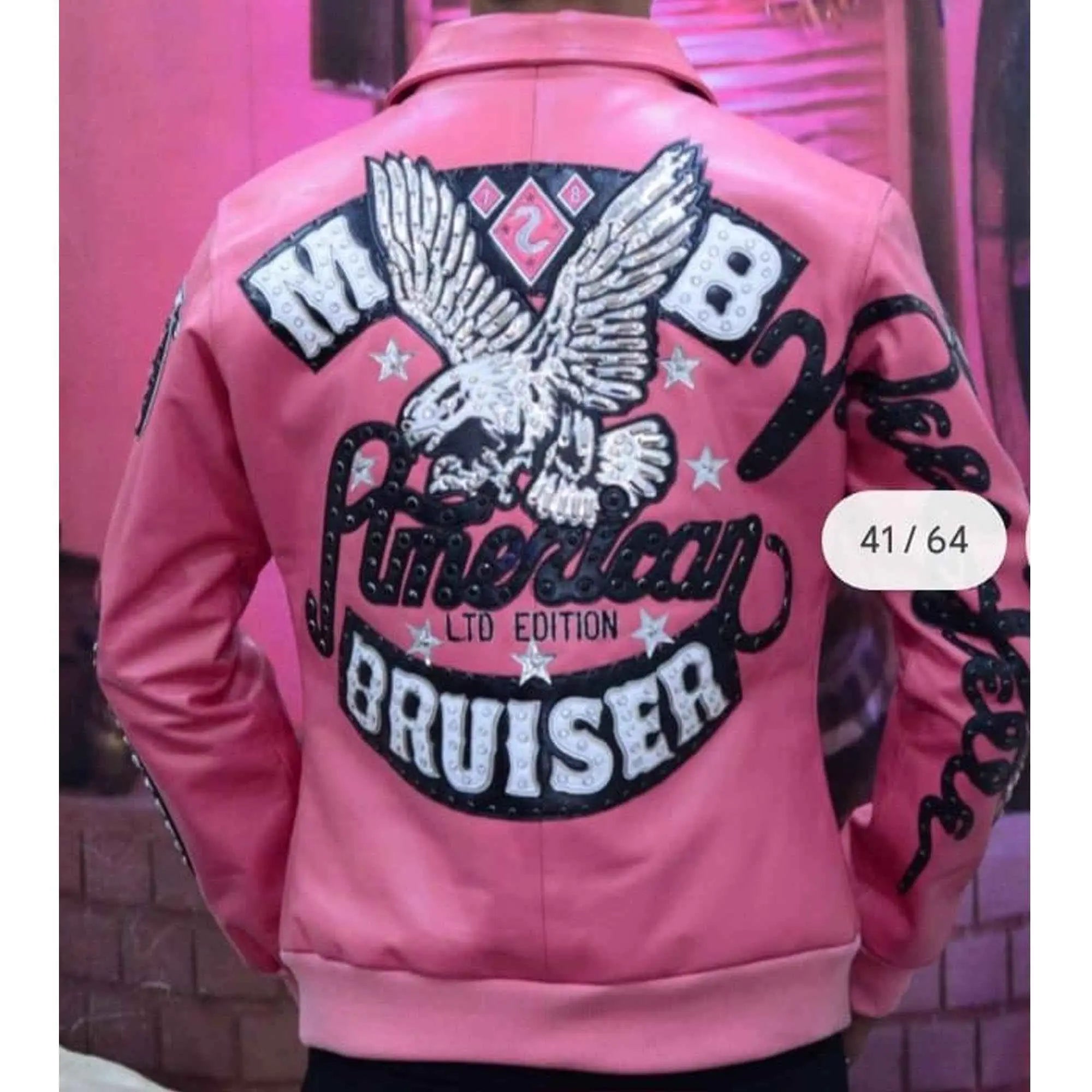 American Bruiser Crop Leather Pink Jacket (Copy)