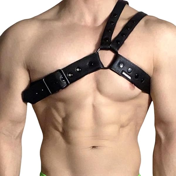 Men's Leather Harness Body Chest Armor Adjustable Straps & Buckles