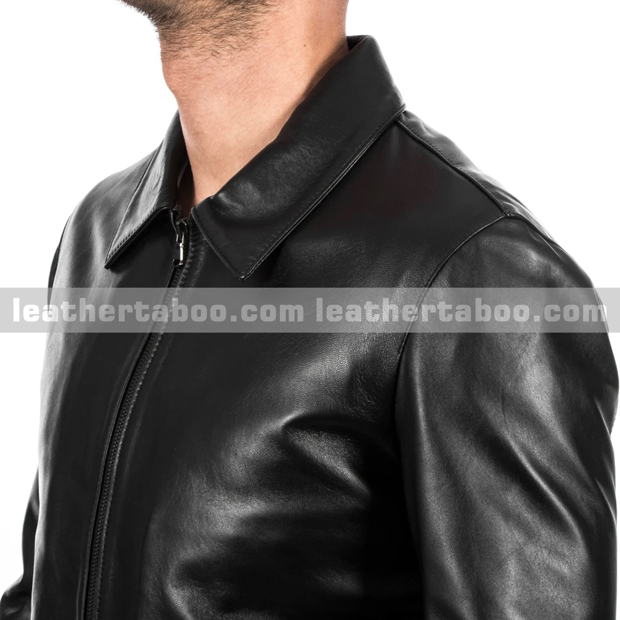Men's Black Zip-Up Leather Jacket | Premium Sheepskin | Classic Style Outerwear for Urban & Casual Looks | LeatherTaboo
