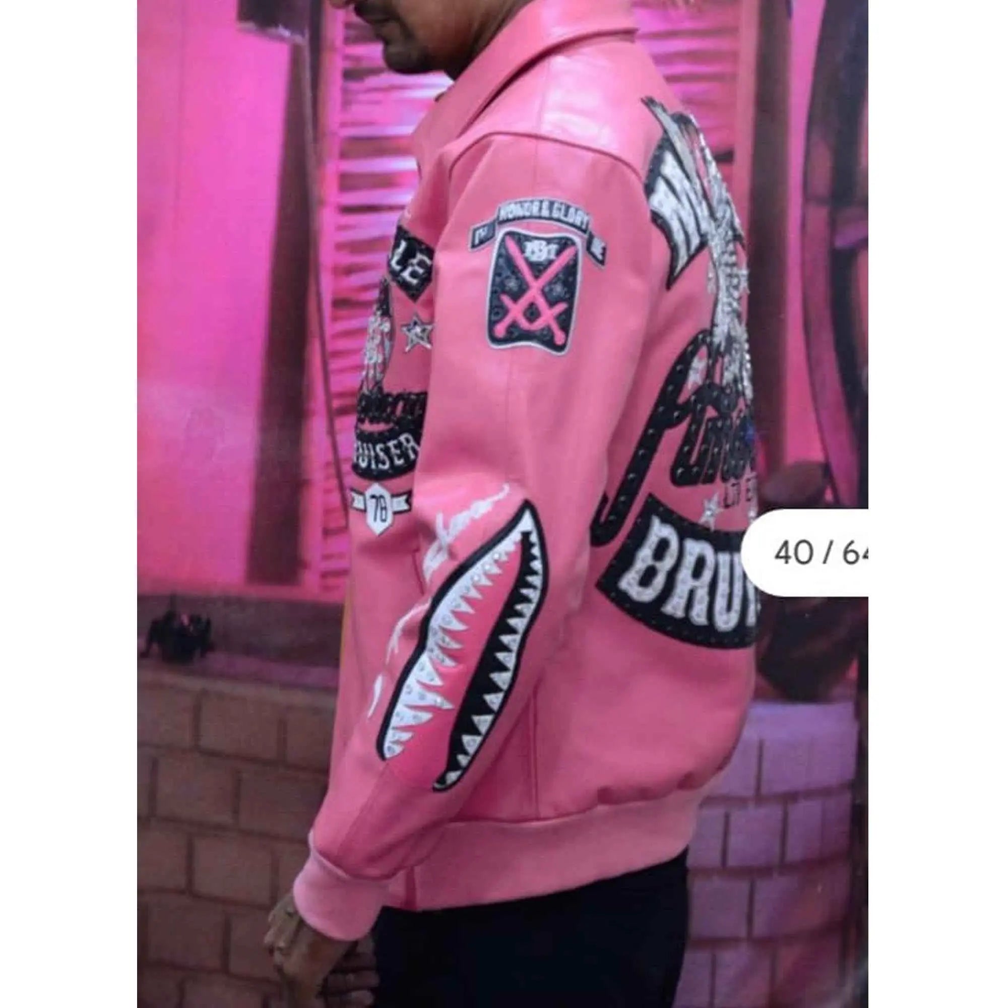 American Bruiser Crop Leather Pink Jacket (Copy)