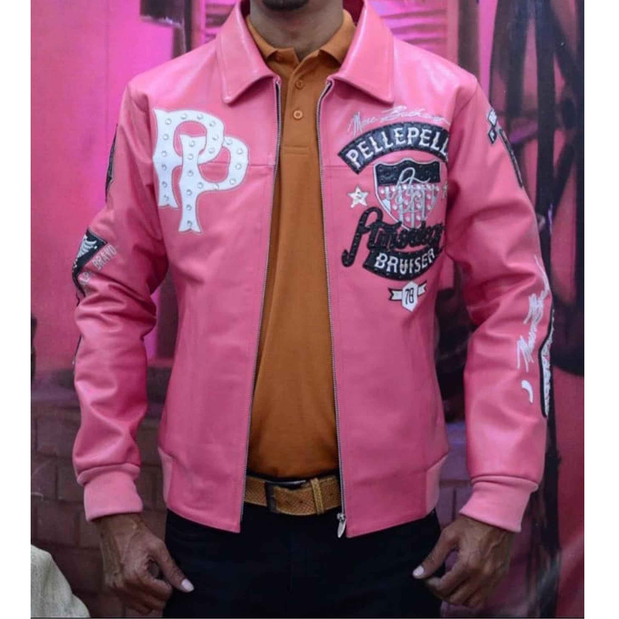 American Bruiser Crop Leather Pink Jacket (Copy)