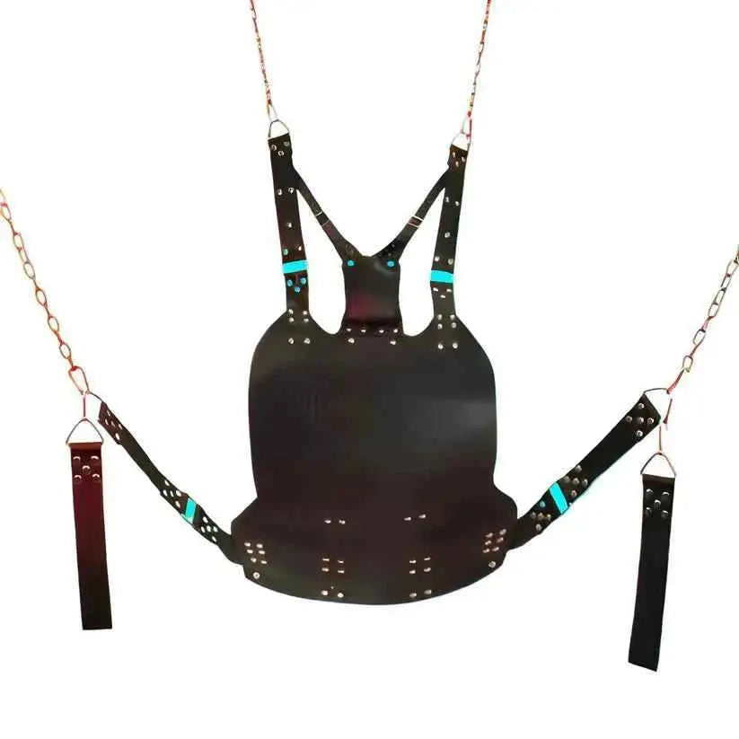 Premium Handmade Black Leather Swing โ Heavy-Duty Hanging Sling for Intimate Couples Play โ Durable & Stylish Adult Hammock
