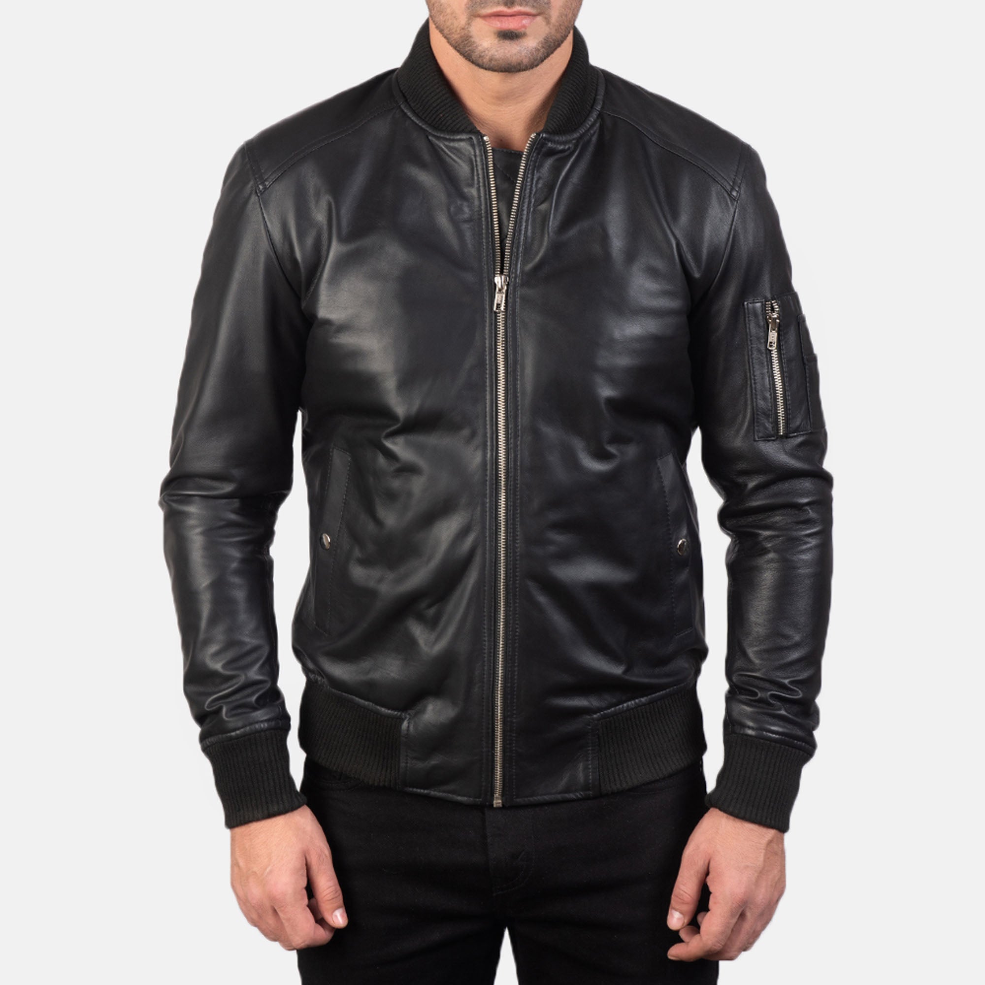 Bomia Ma-1 Black Leather Bomber Jacket leather taboo