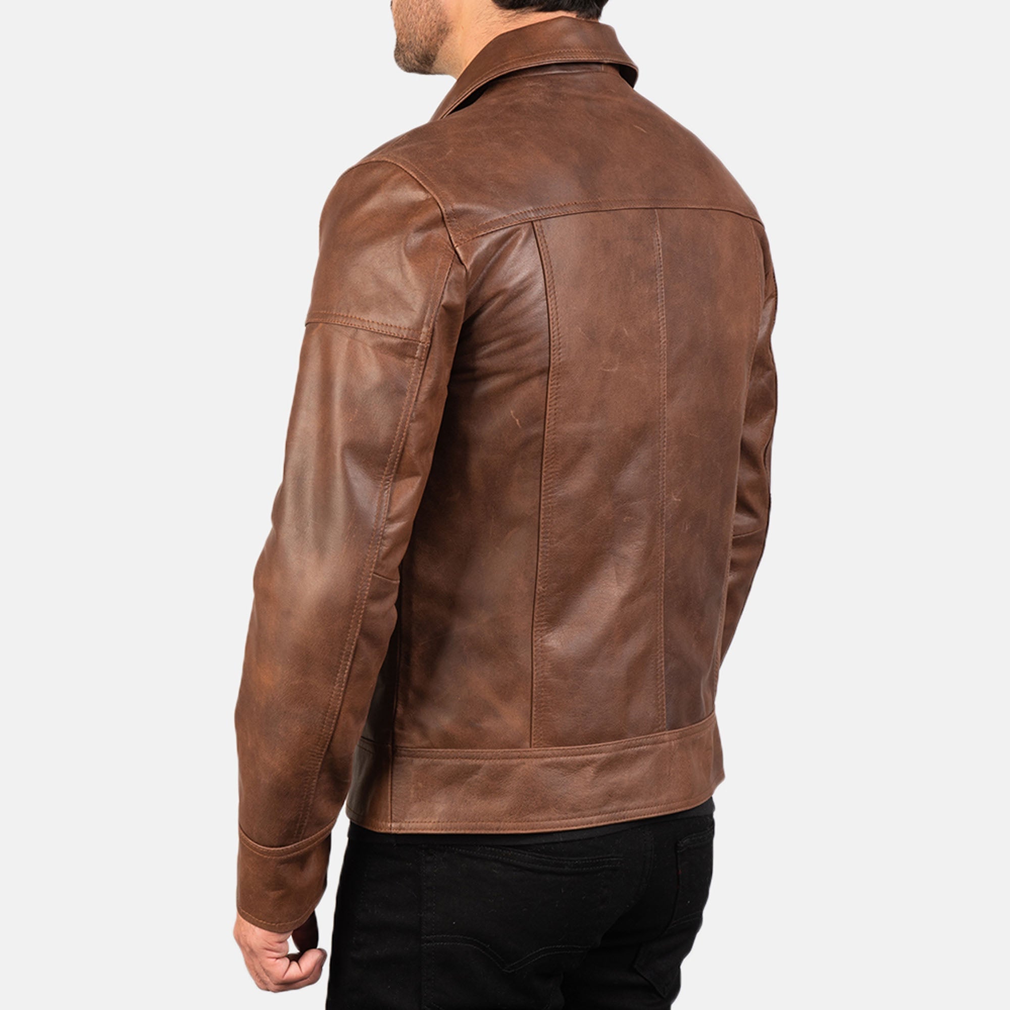 Lavendard Brown Leather Biker Jacket leather taboo