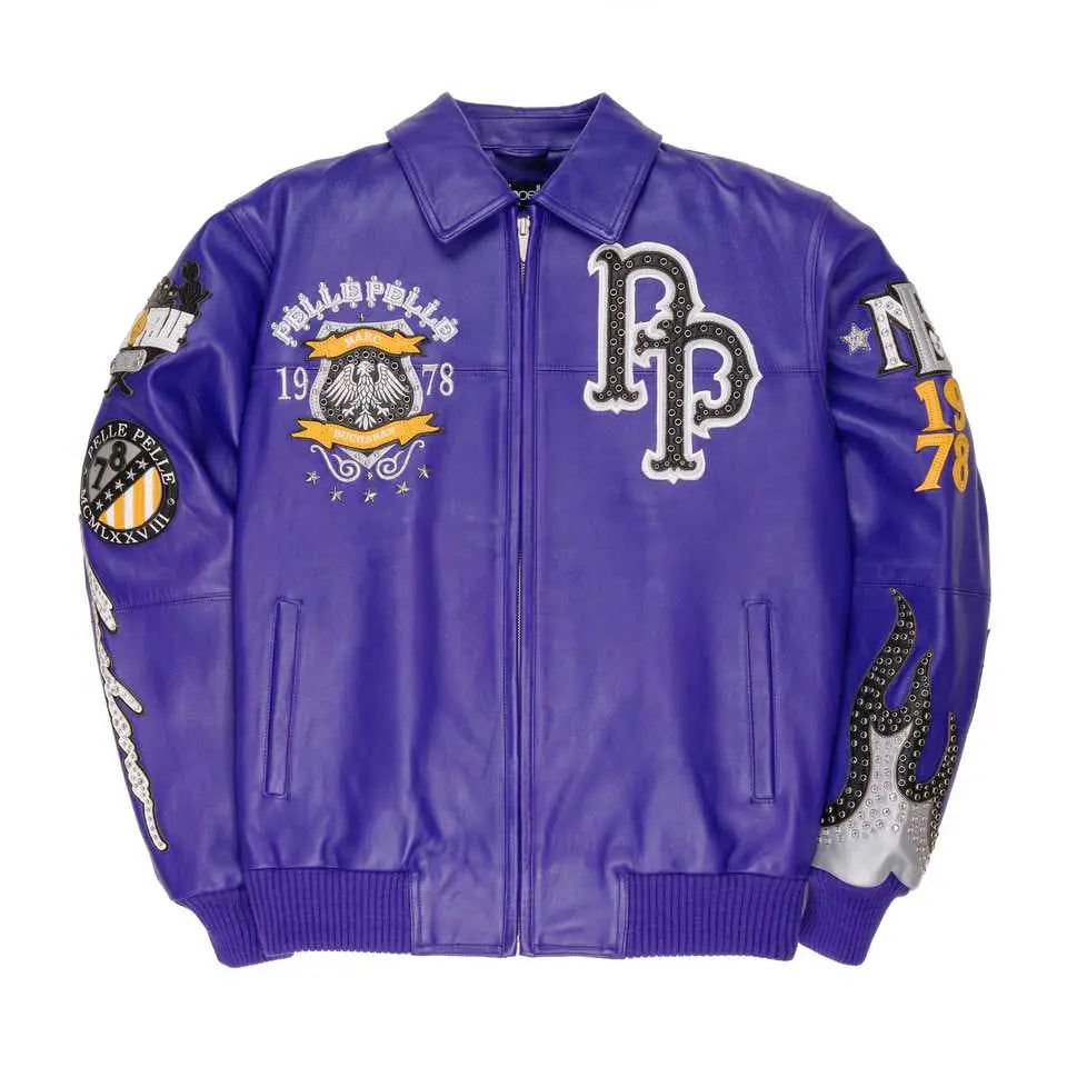 Premium Cowhide Leather Pelle Pelle Purple Jacket for Men - Leather taboo