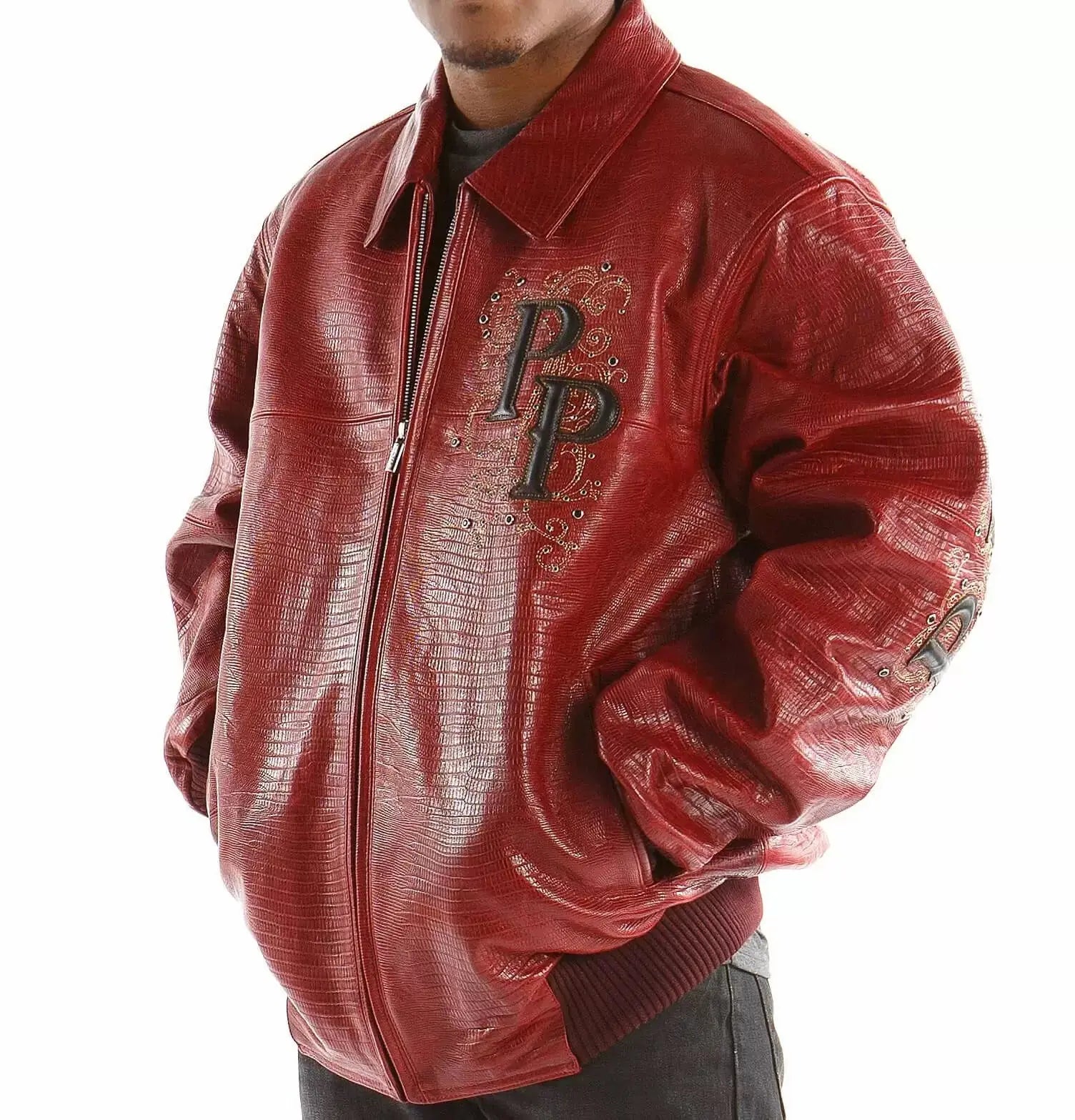 Men's Pelle Pelle Crown Embossed Premium Cowhide Leather Jacket