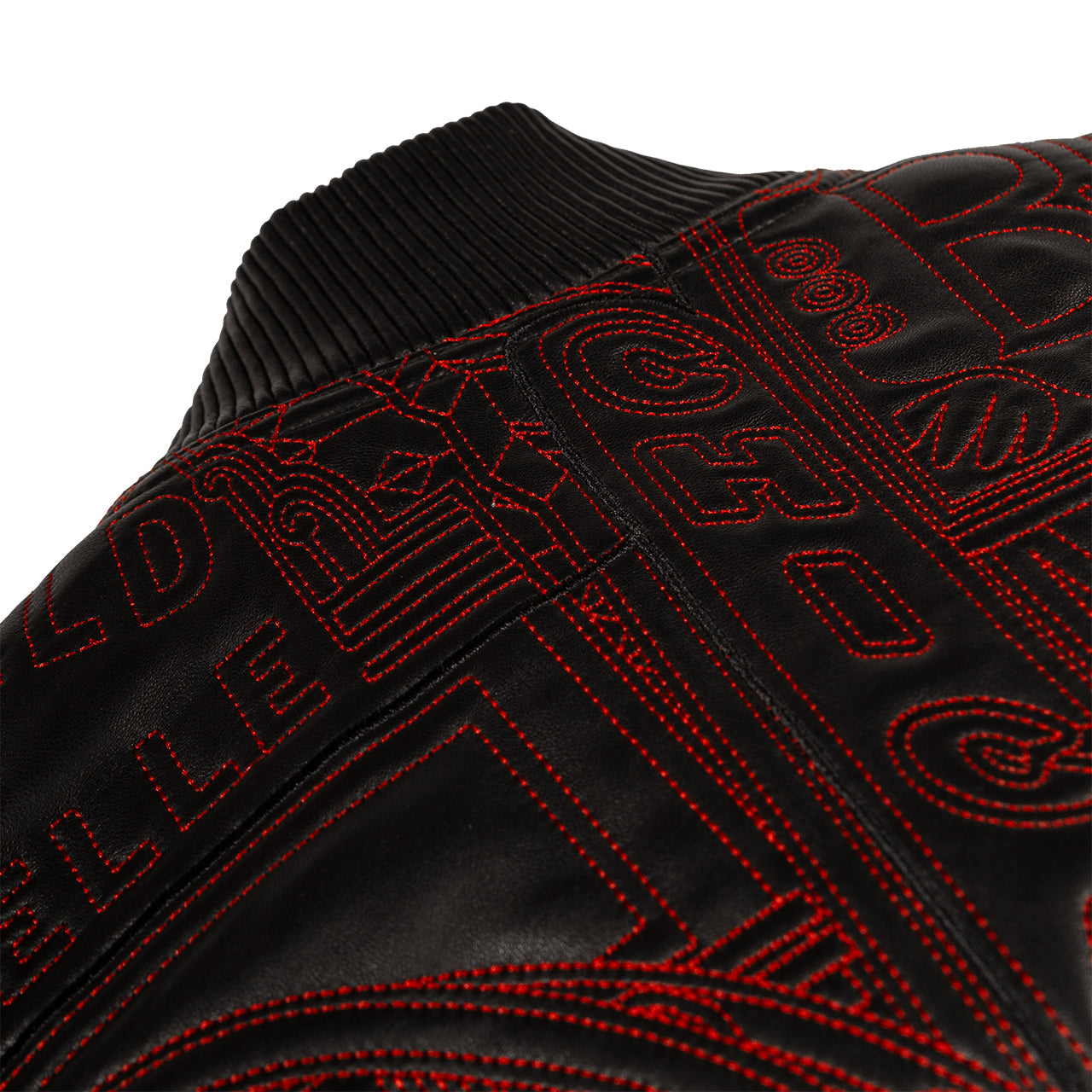 Pelle Pelle Chicago Quilted Black and Red Cowhide Leather Jacket for Men
