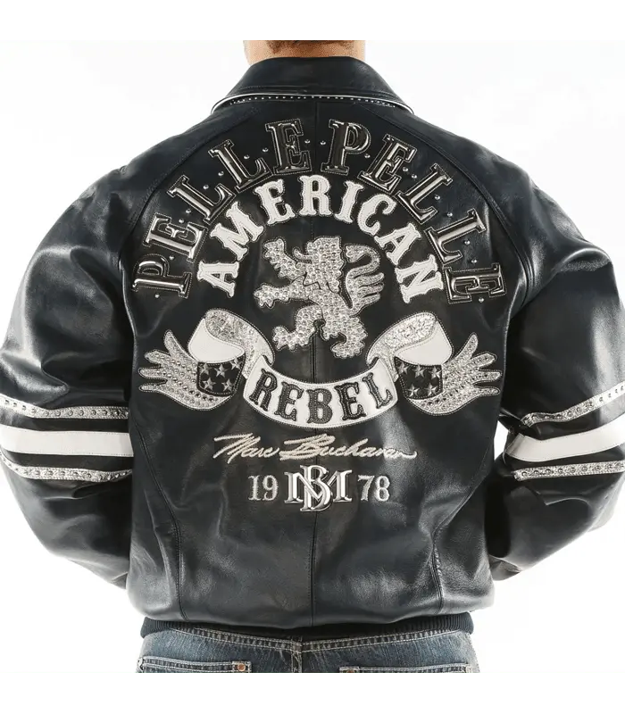 Pelle Pelle American Rebel Studded Navy Blue Leather Jacket