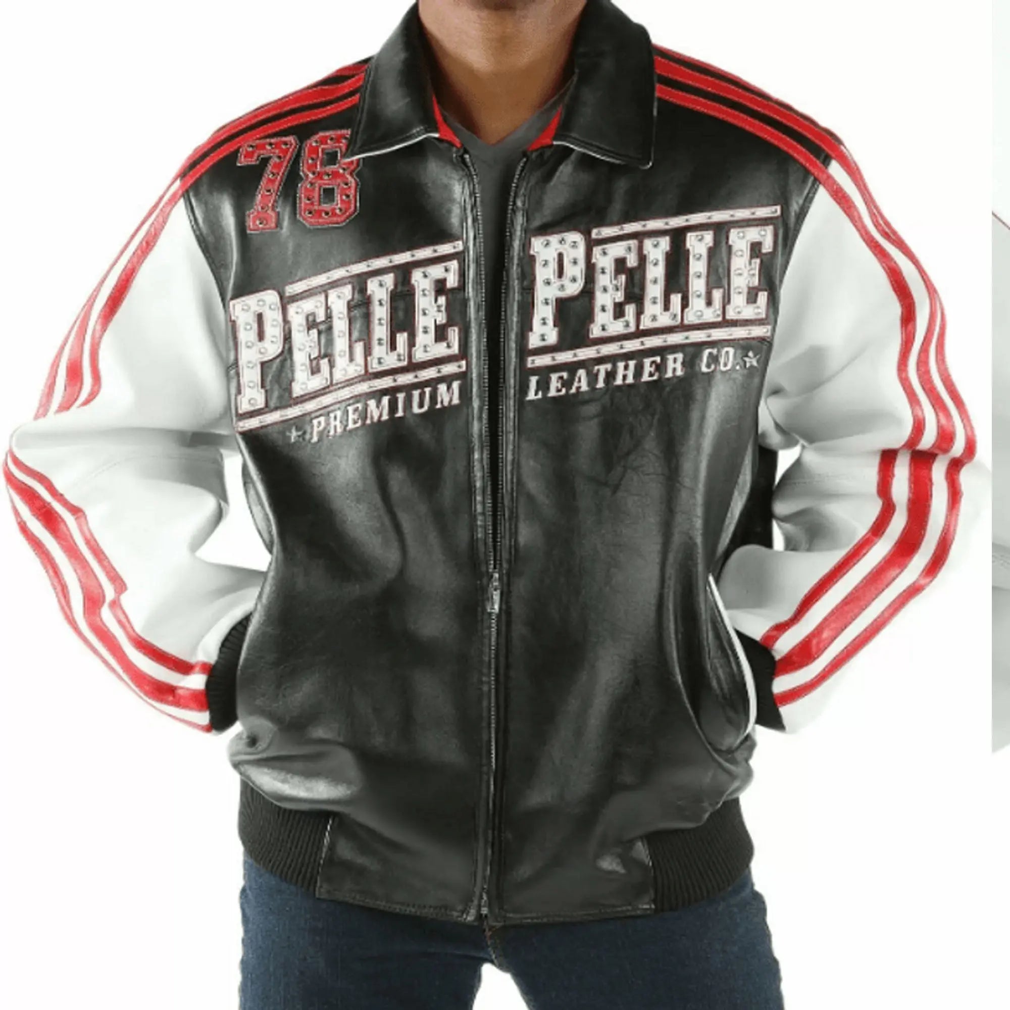 Black Wild Ones Pelle Pelle studded leather jacket front