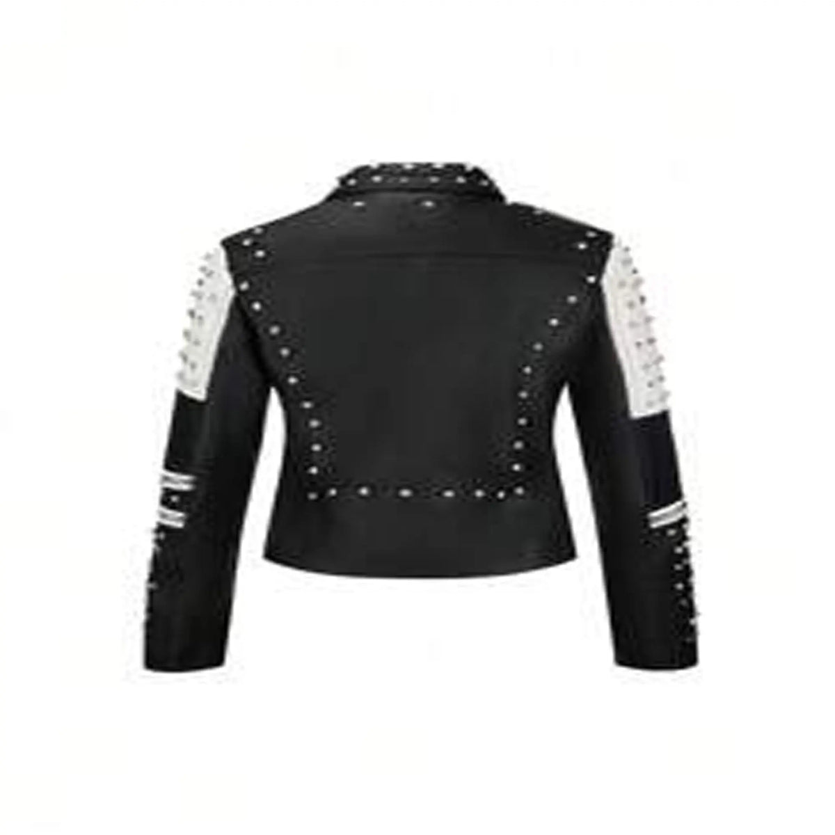 Black biker jacket with rivet details all-match fashion HD