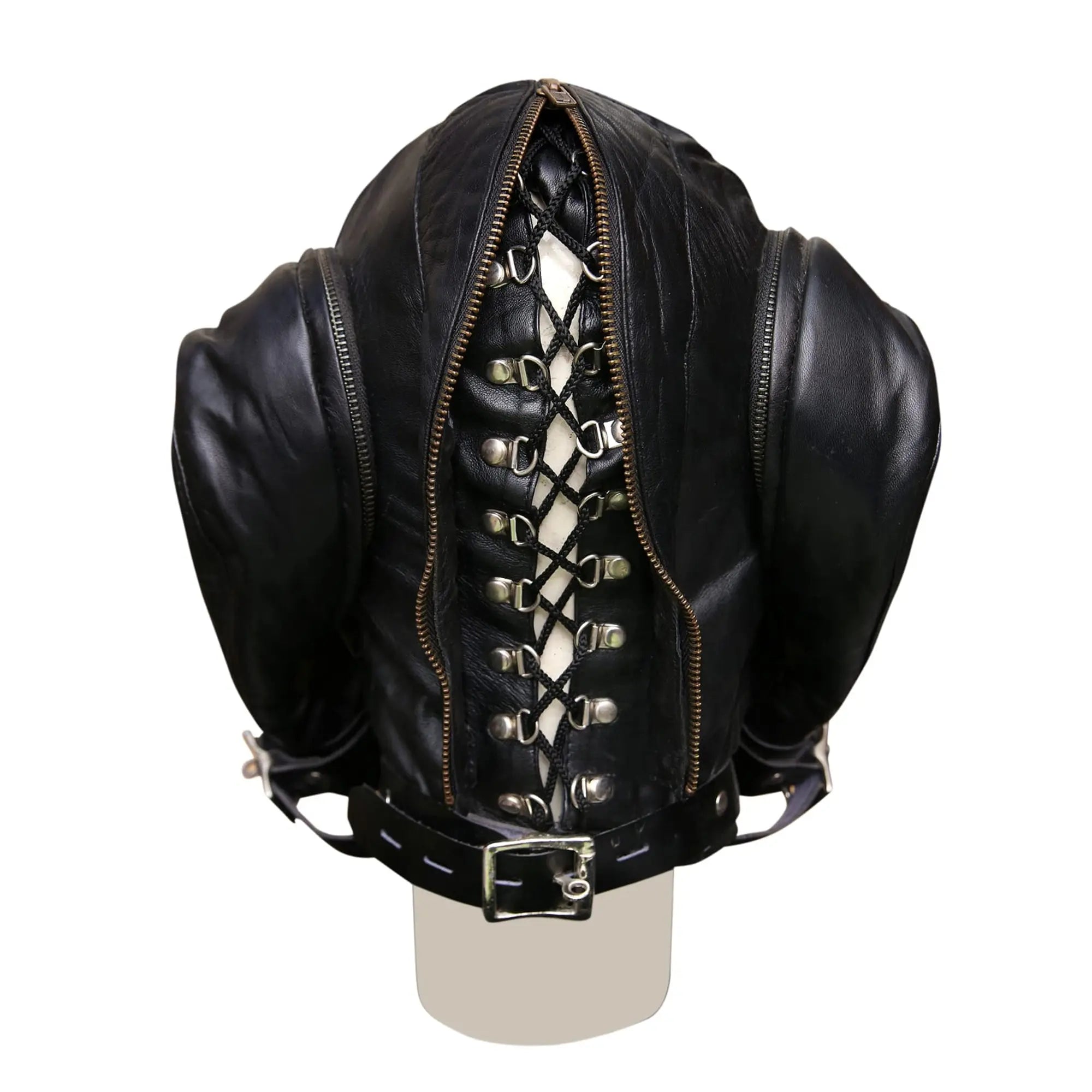 Black leather face mask and gloves cosplay fashion accessory