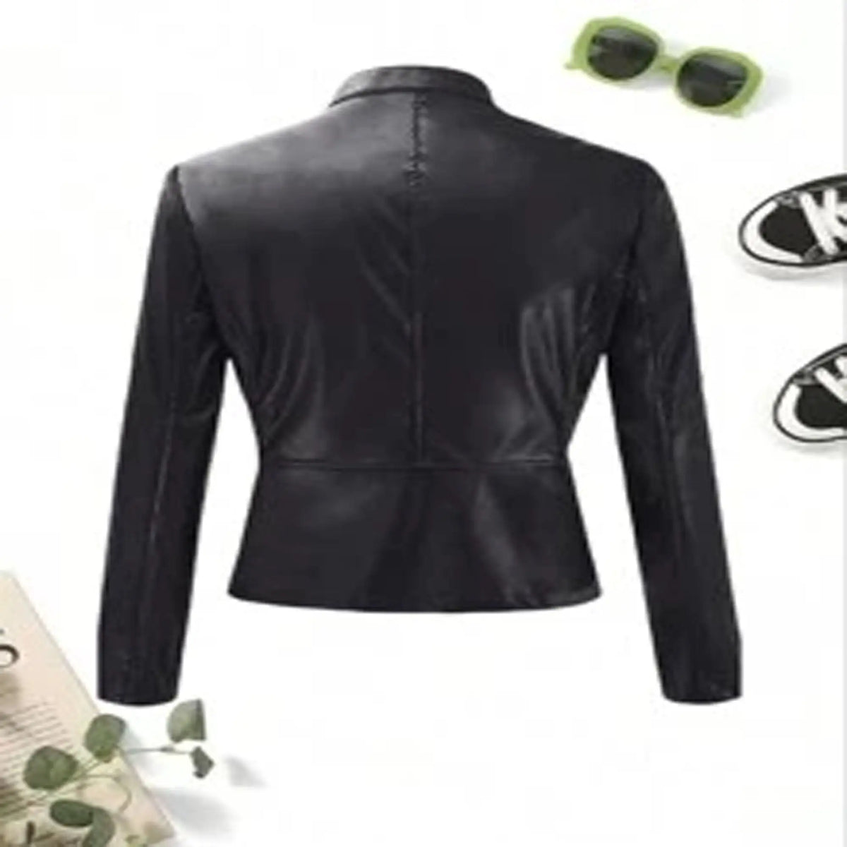 Black women leather jacket premium genuine leather design HD